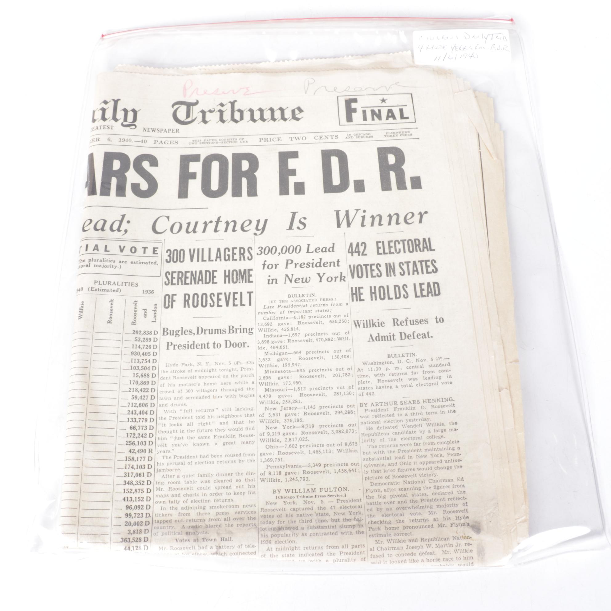 "Chicago Daily Tribune" and More F.D.R. Era Political Newspapers, 1940s