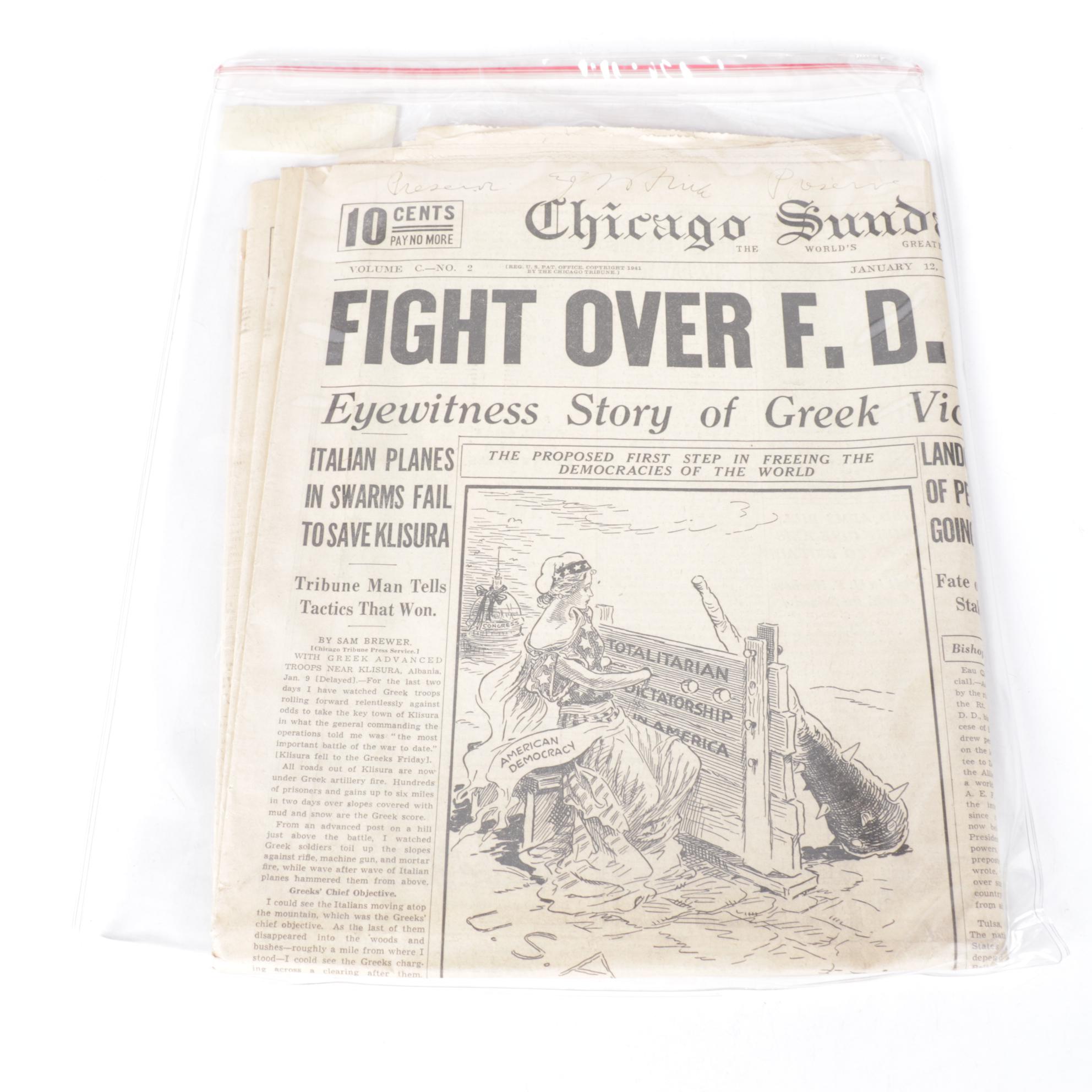 "Chicago Daily Tribune" and More F.D.R. Era Political Newspapers, 1940s