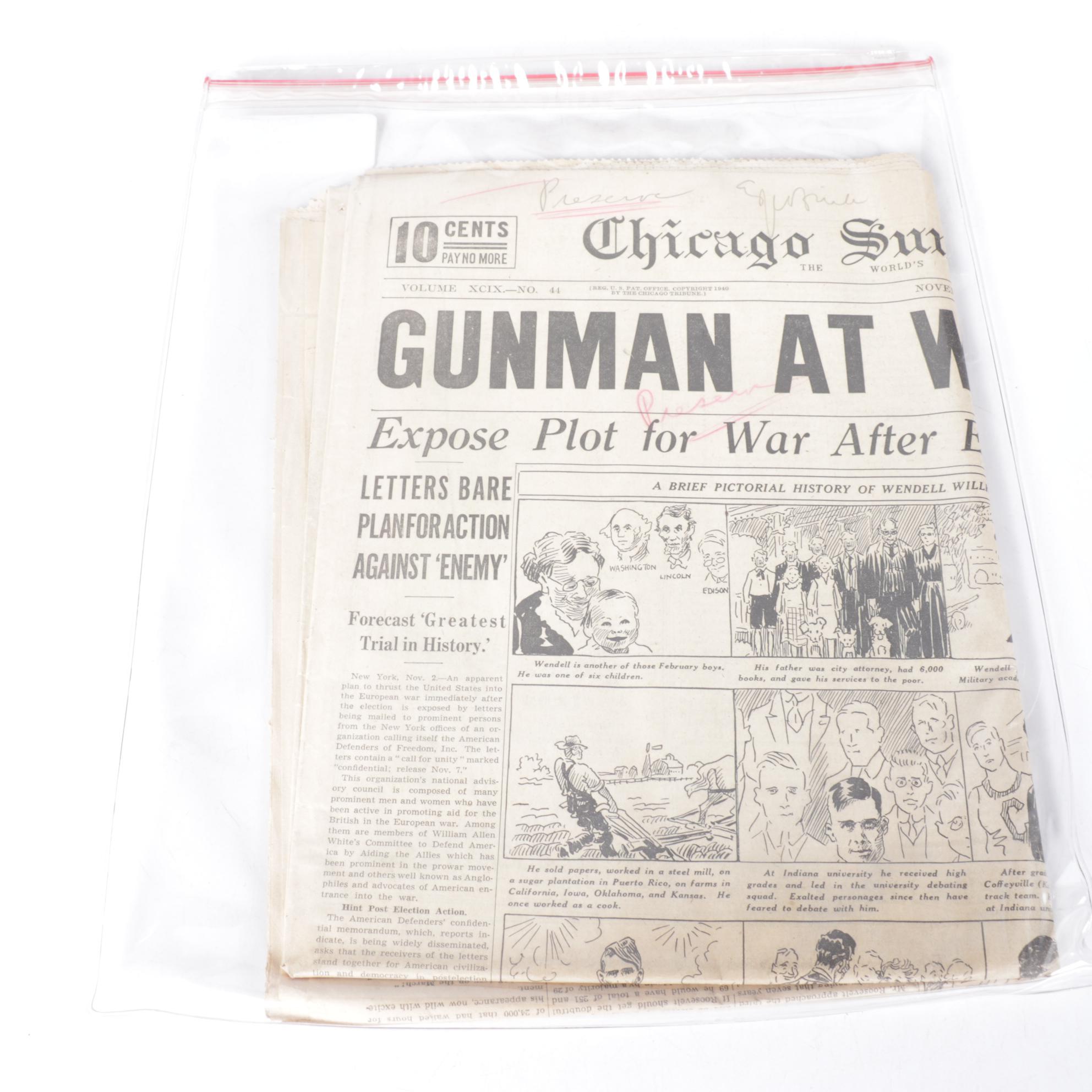 "Chicago Daily Tribune" and More F.D.R. Era Political Newspapers, 1940s