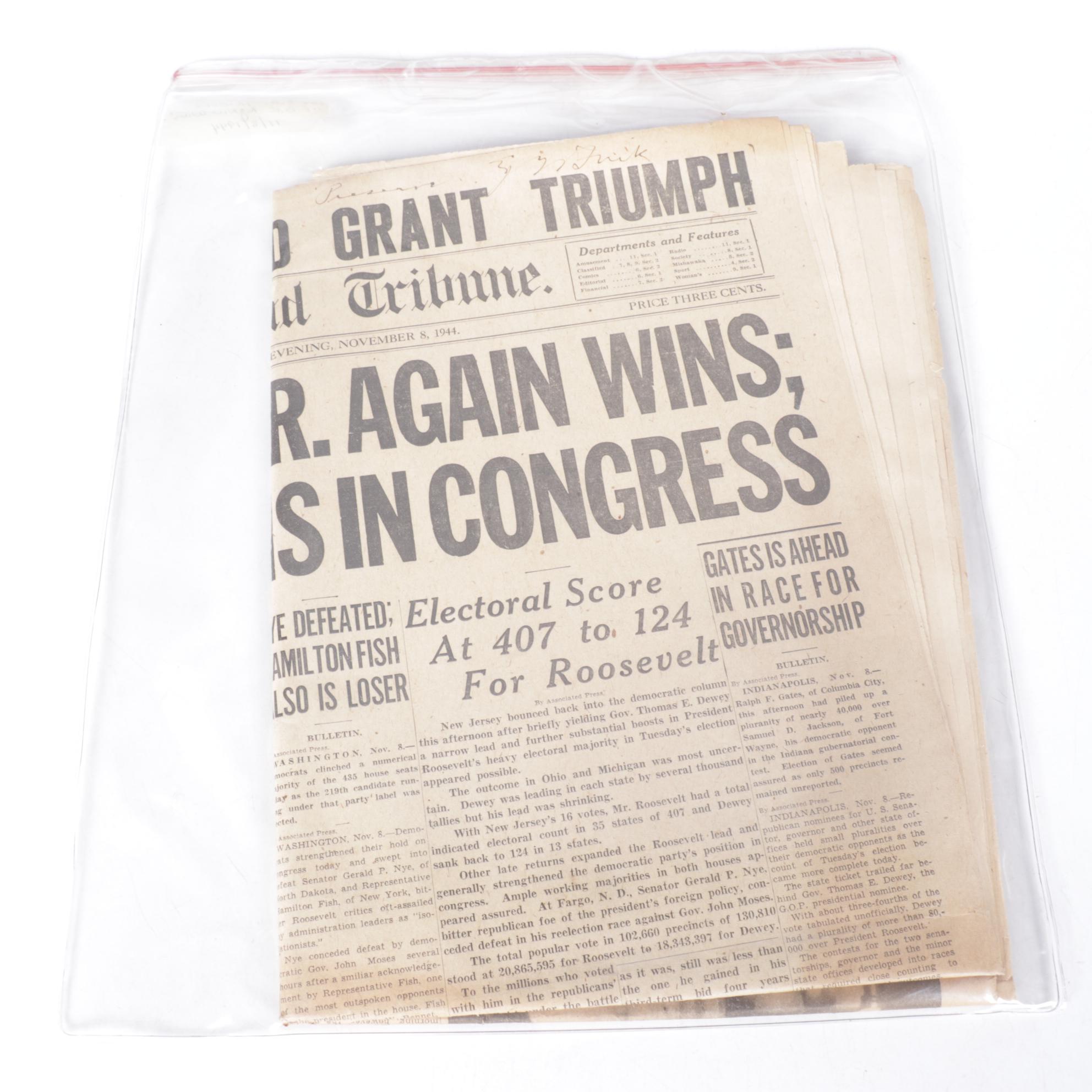 "Chicago Daily Tribune" and More F.D.R. Era Political Newspapers, 1940s