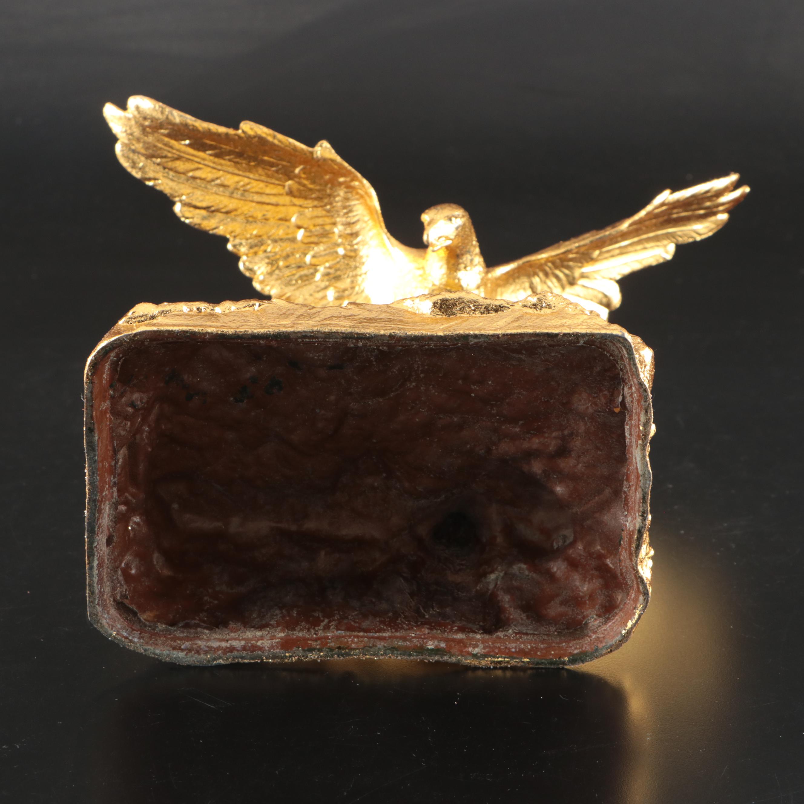 Gold Finished Metal Eagle and Boy Figurine