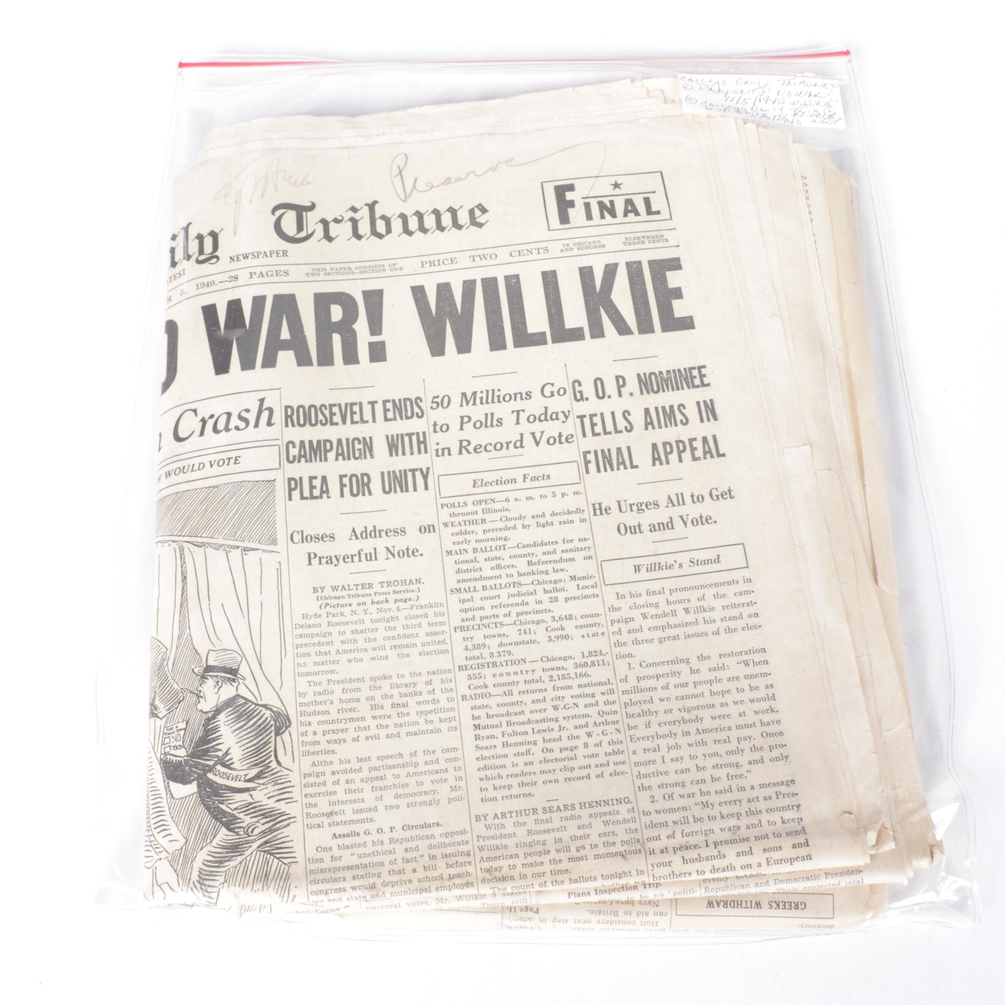 "Chicago Daily Tribune" and More F.D.R. Era Political Newspapers, 1940s