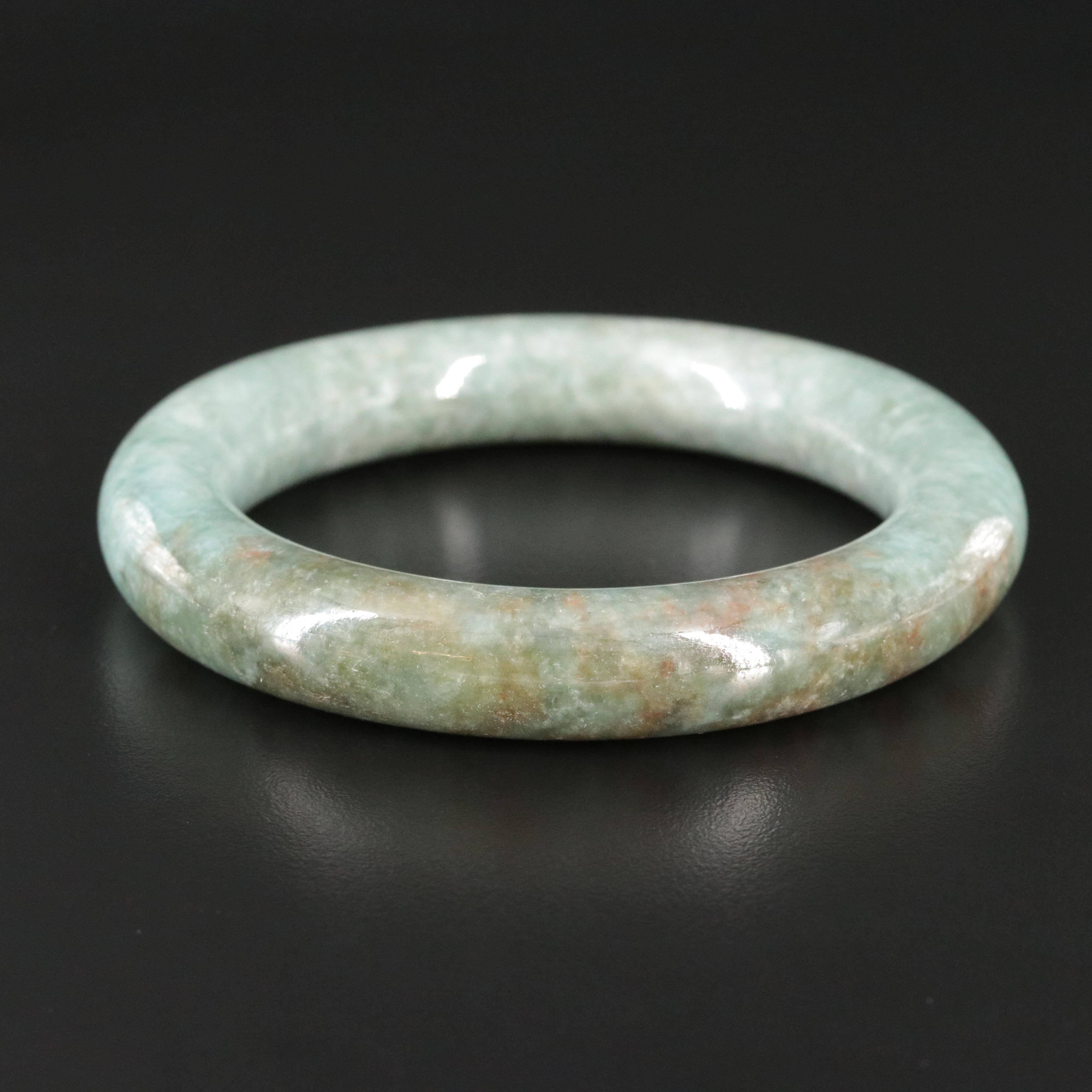 Chinese Jadeite Hololith Bangle Bracelet