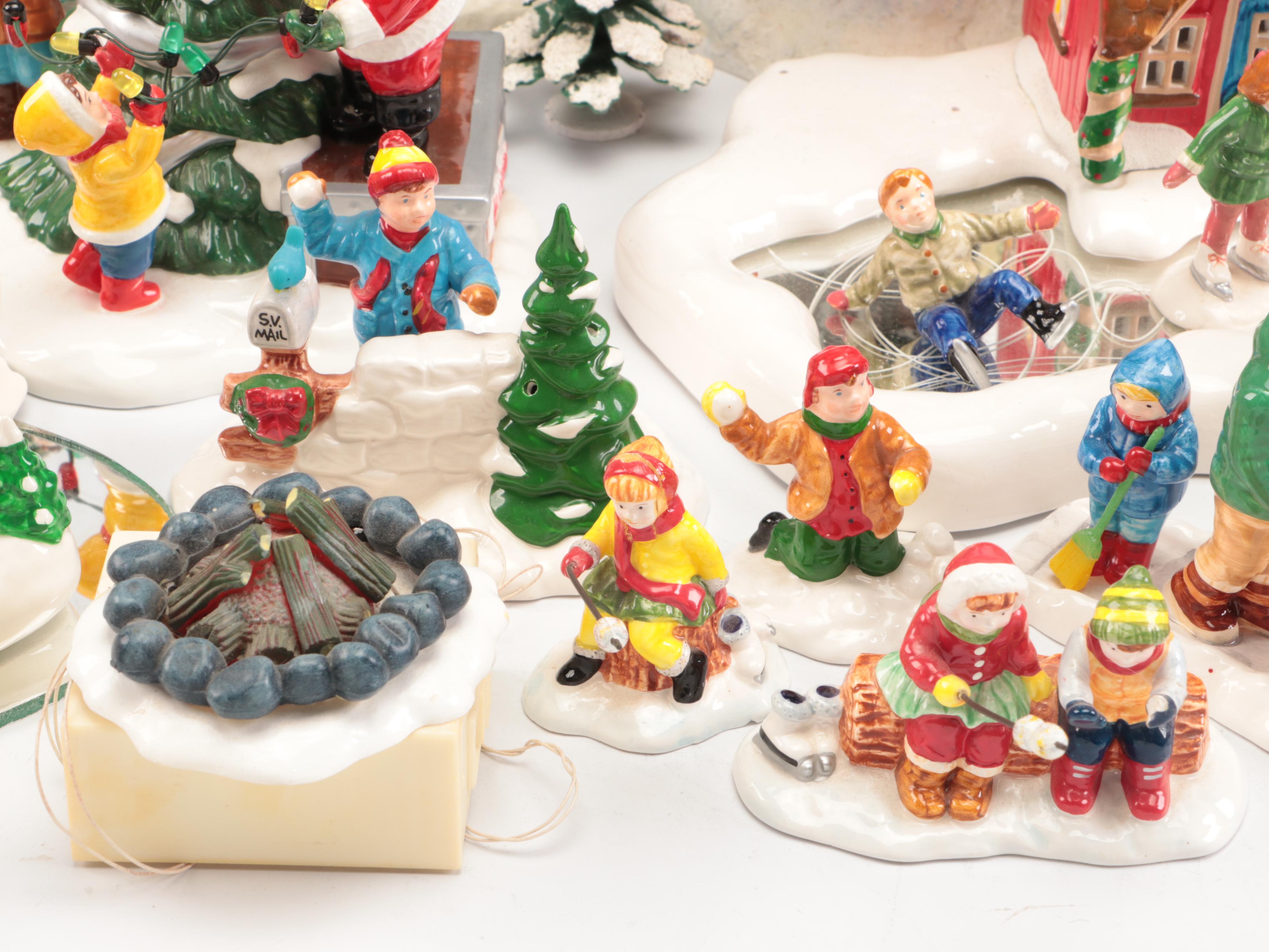Dept. 56 Snow Village "Woodbury House," "Christmas Cottage," and Other Figures