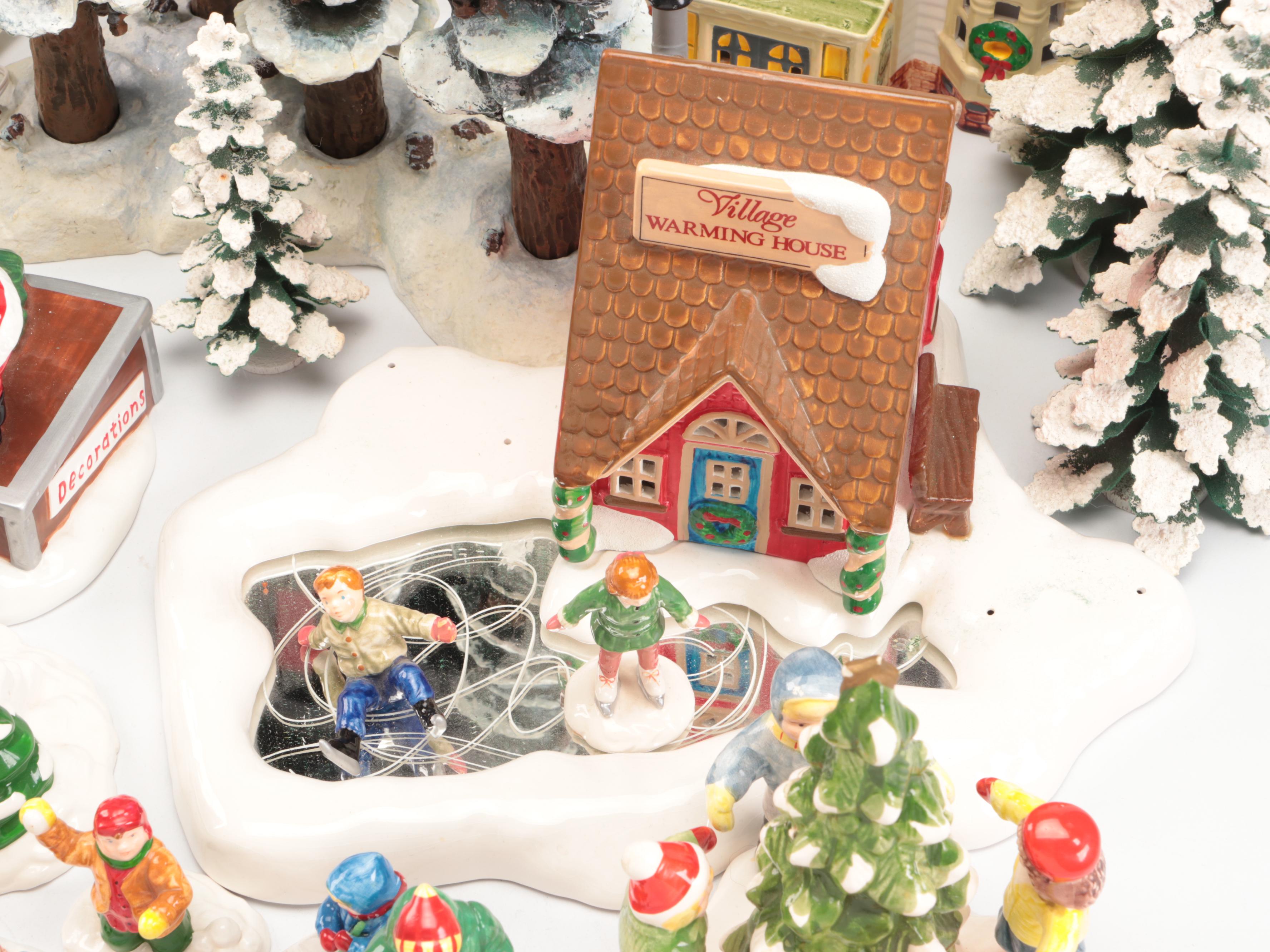 Dept. 56 Snow Village "Woodbury House," "Christmas Cottage," and Other Figures