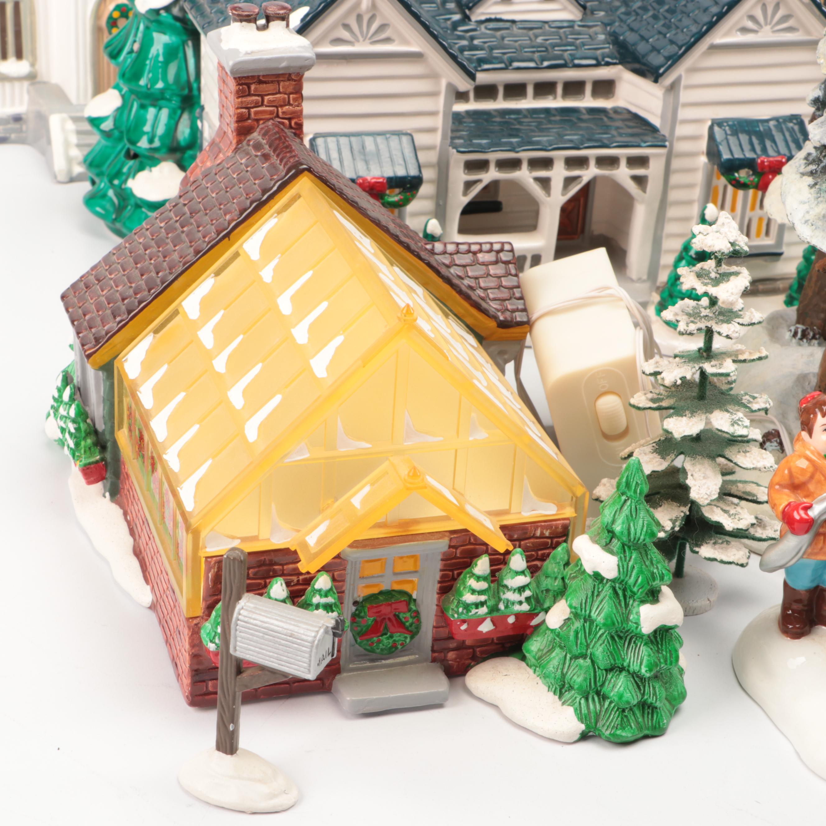 Dept. 56 Snow Village "Woodbury House," "Christmas Cottage," and Other Figures
