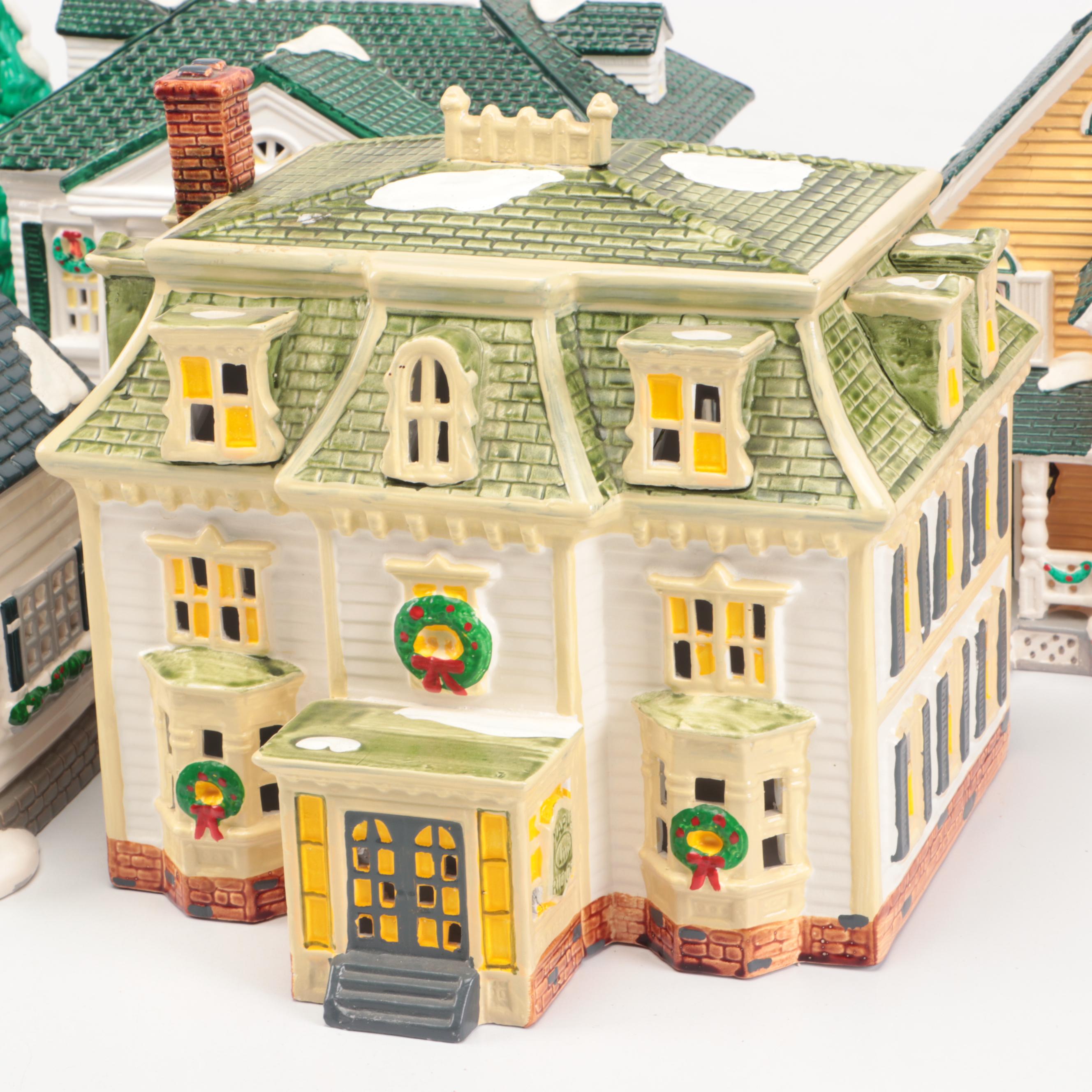Dept. 56 Snow Village "Woodbury House," "Christmas Cottage," and Other Figures