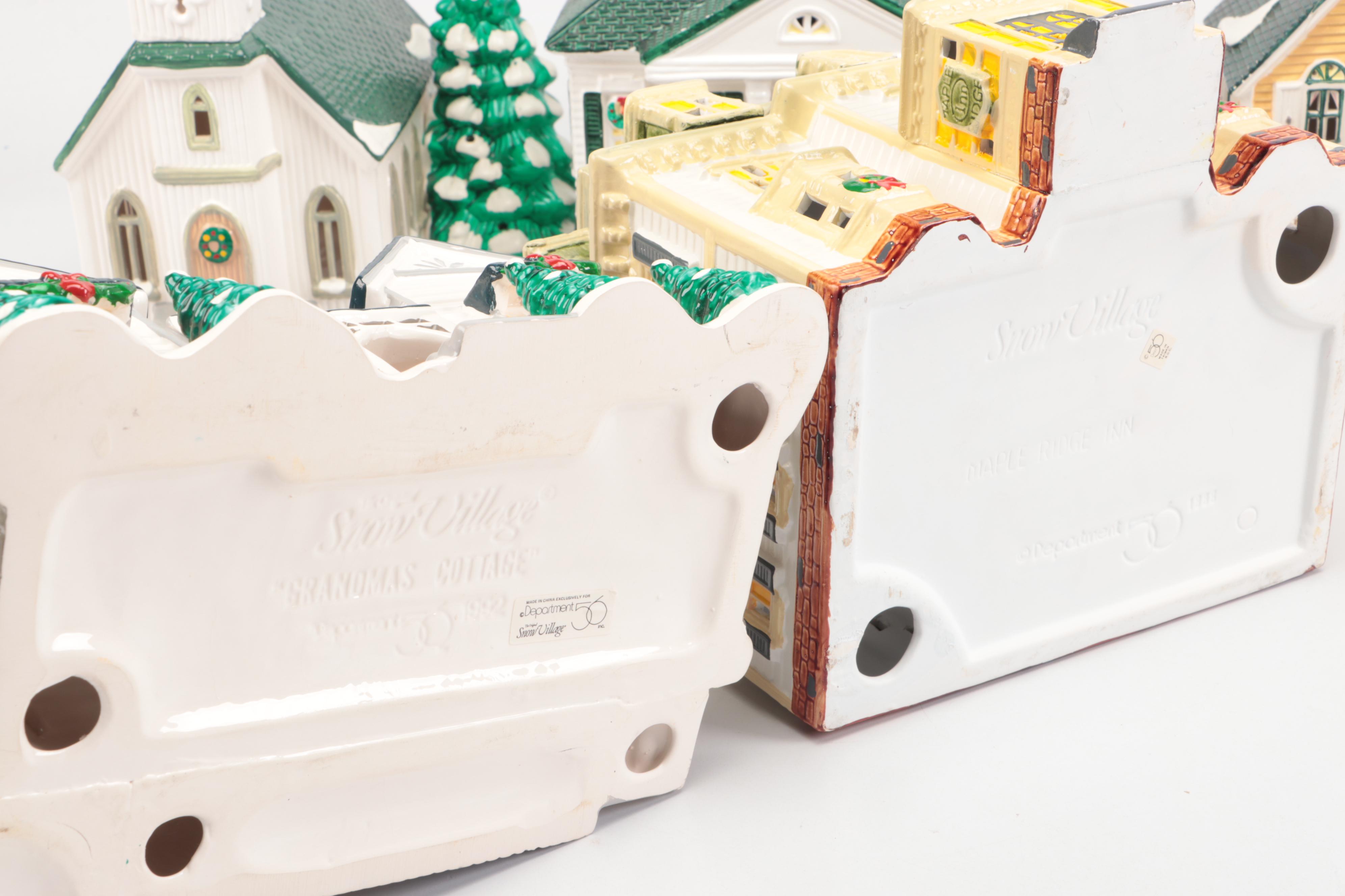 Dept. 56 Snow Village "Woodbury House," "Christmas Cottage," and Other Figures