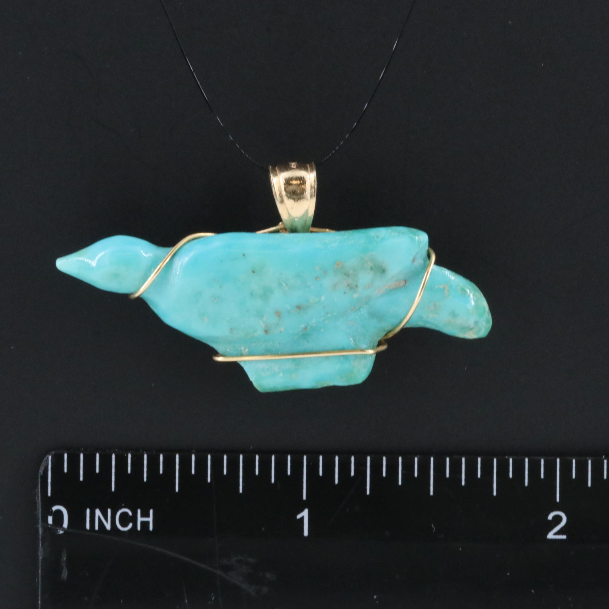 14K Wire Wrapped Turquoise Pendant