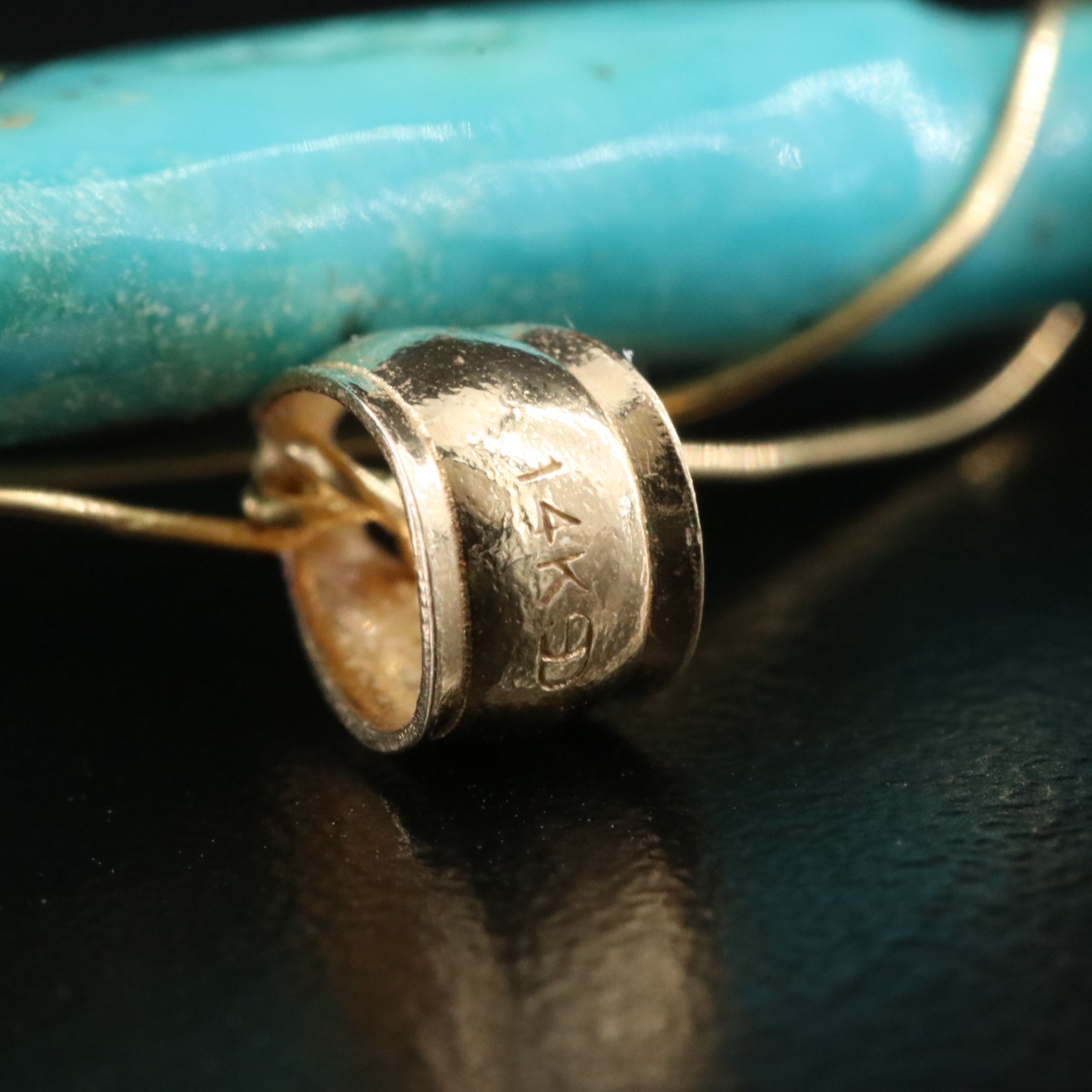 14K Wire Wrapped Turquoise Pendant