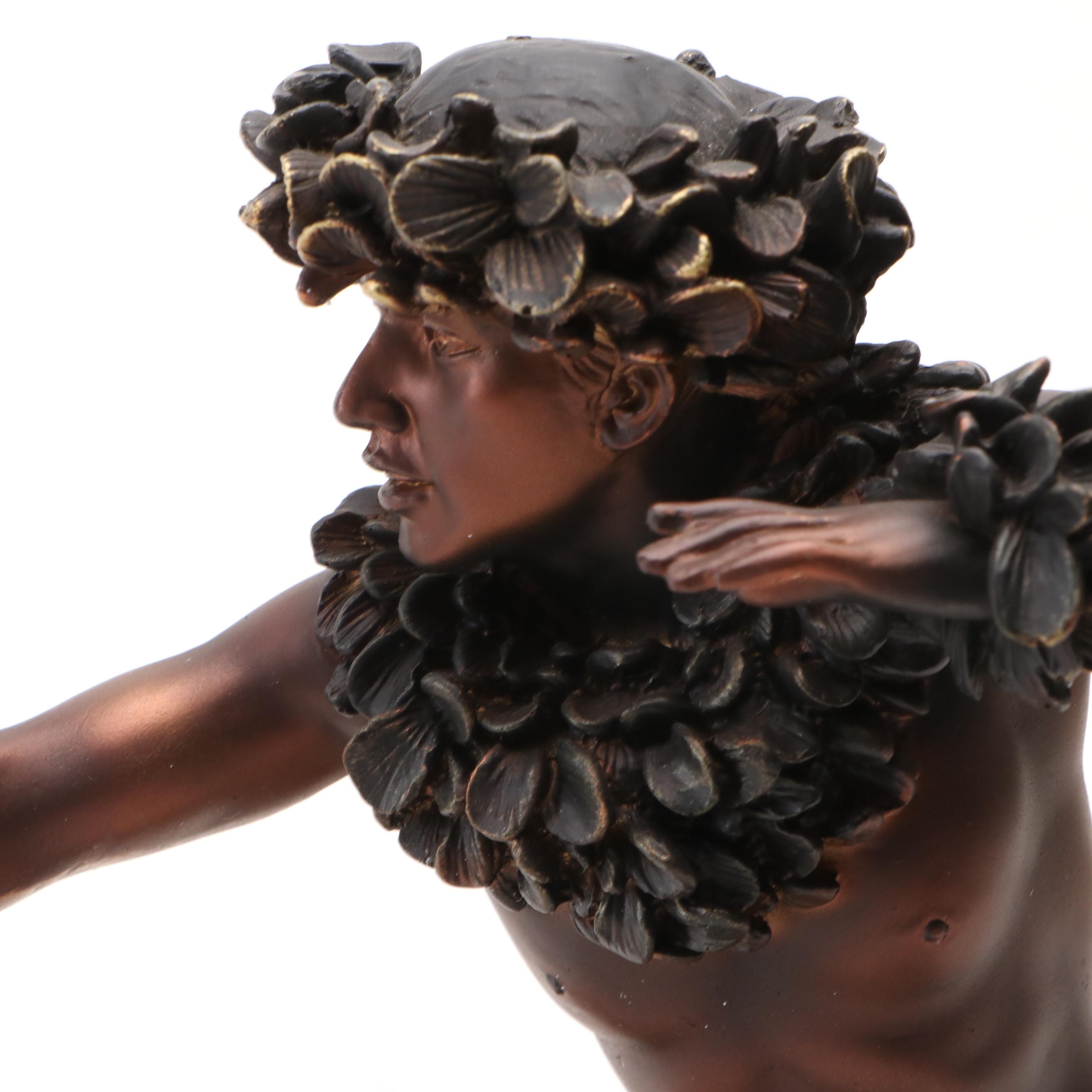 Kim Taylor Reece for JRS "Hula Kahiko Kane" Bronzed Resin Figurine