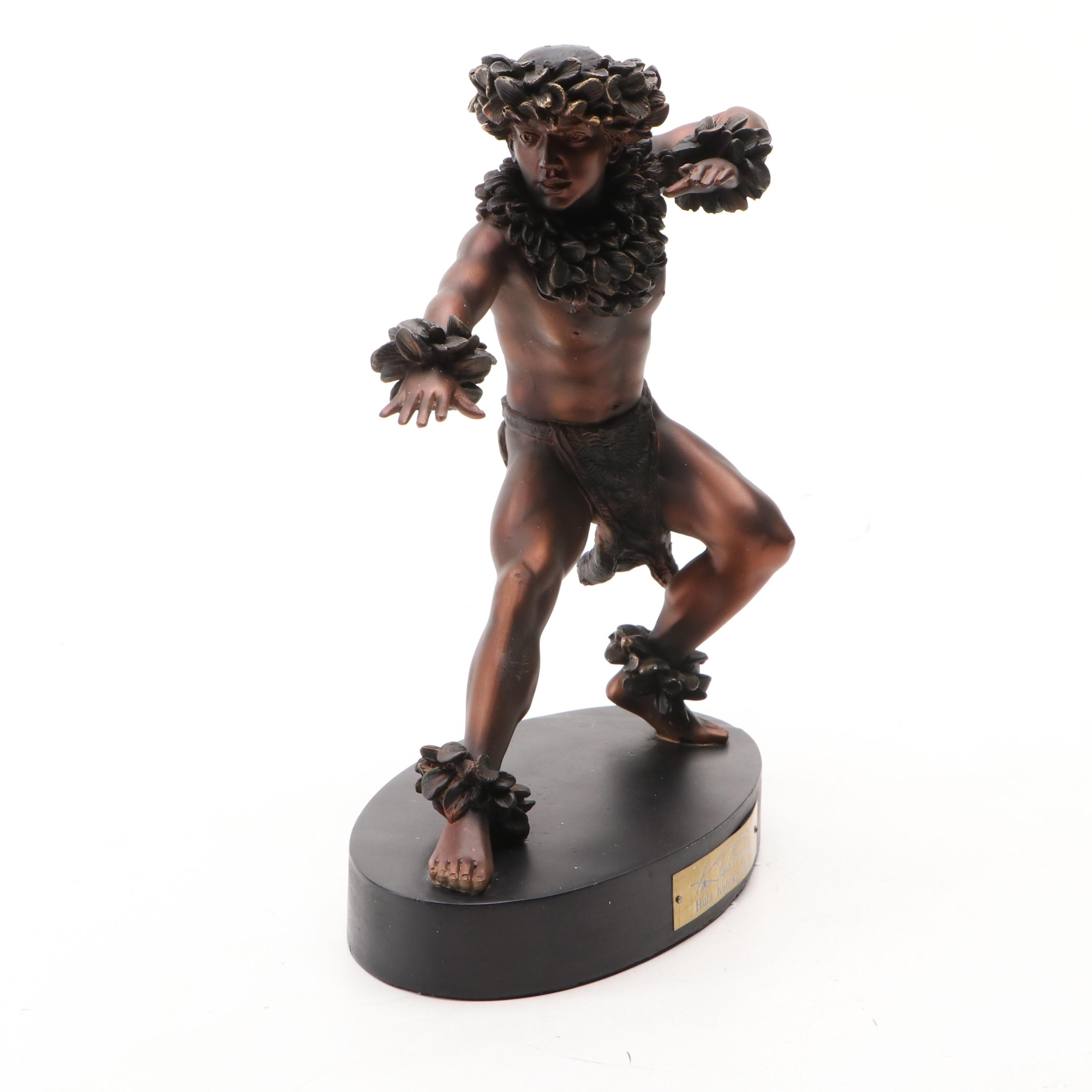 Kim Taylor Reece for JRS "Hula Kahiko Kane" Bronzed Resin Figurine