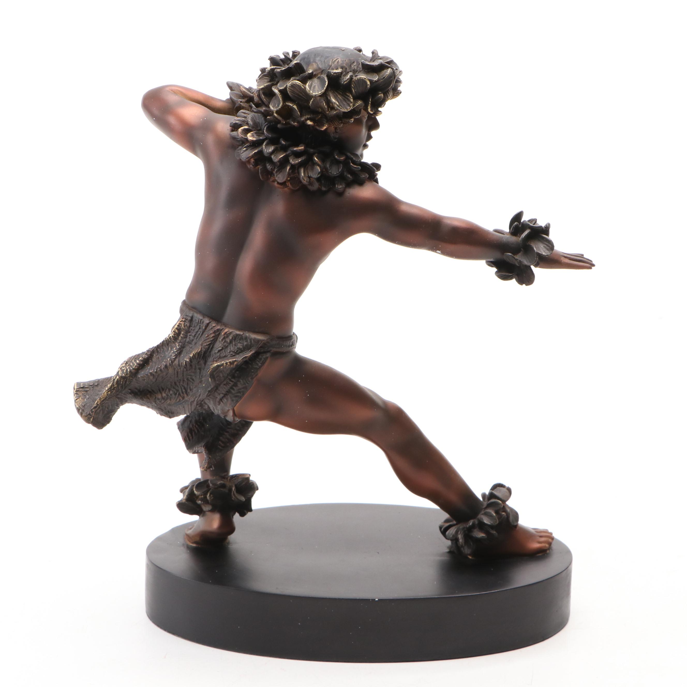 Kim Taylor Reece for JRS "Hula Kahiko Kane" Bronzed Resin Figurine