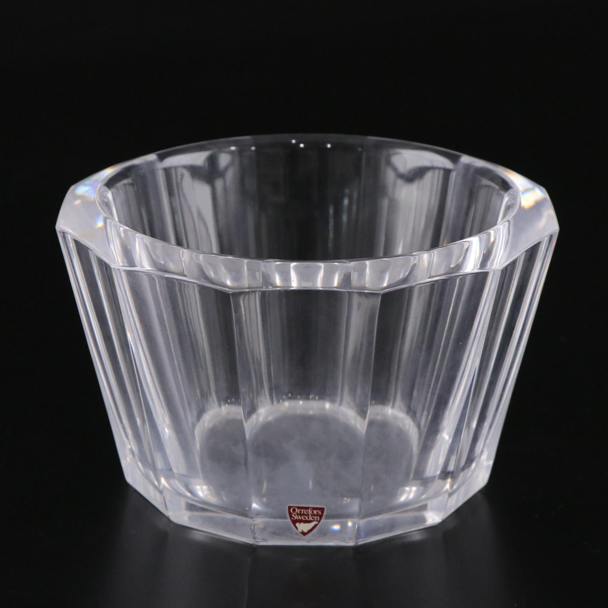 Orrefors "Regina" and Faceted Crystal Bowls, Late 20th Century