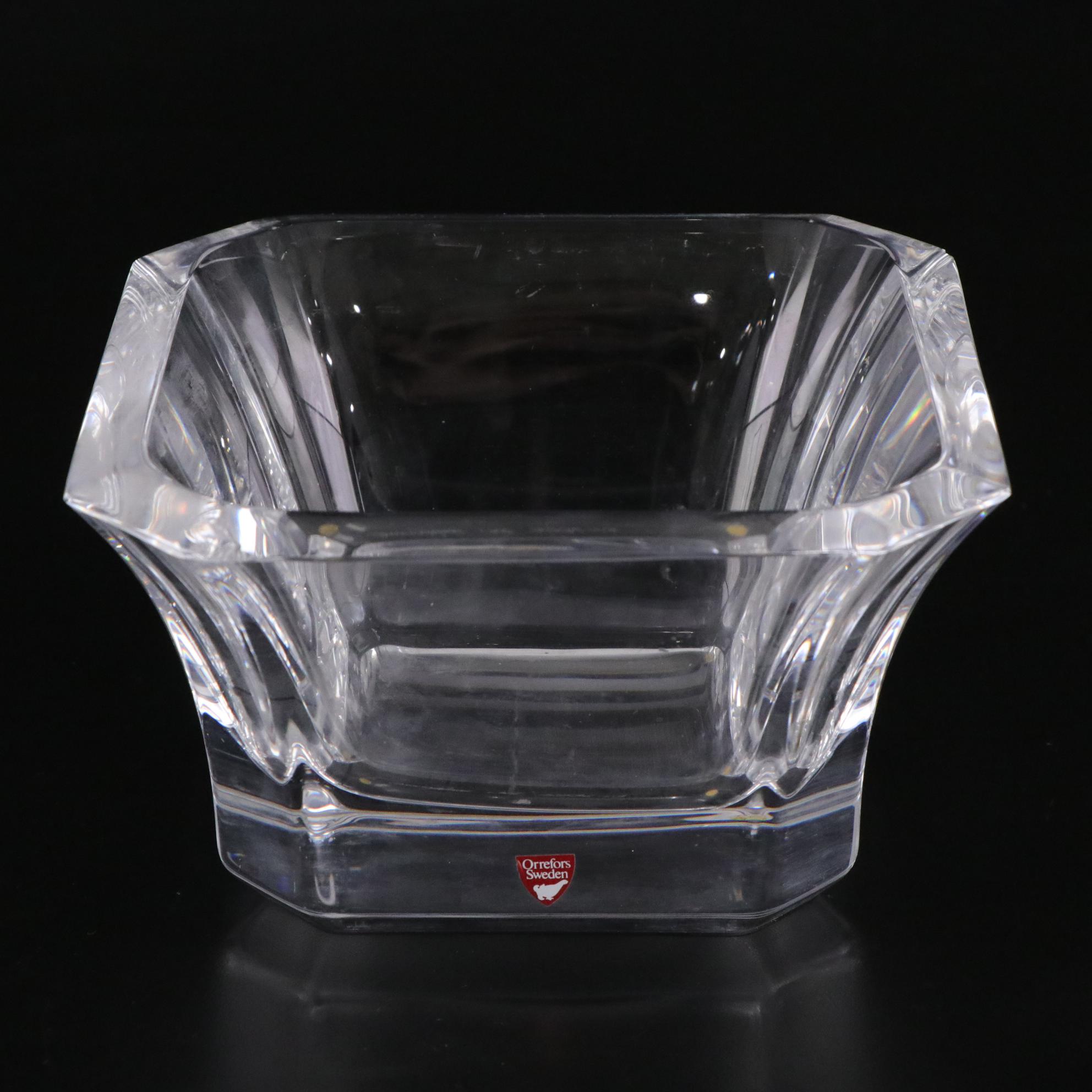 Orrefors "Regina" and Faceted Crystal Bowls, Late 20th Century