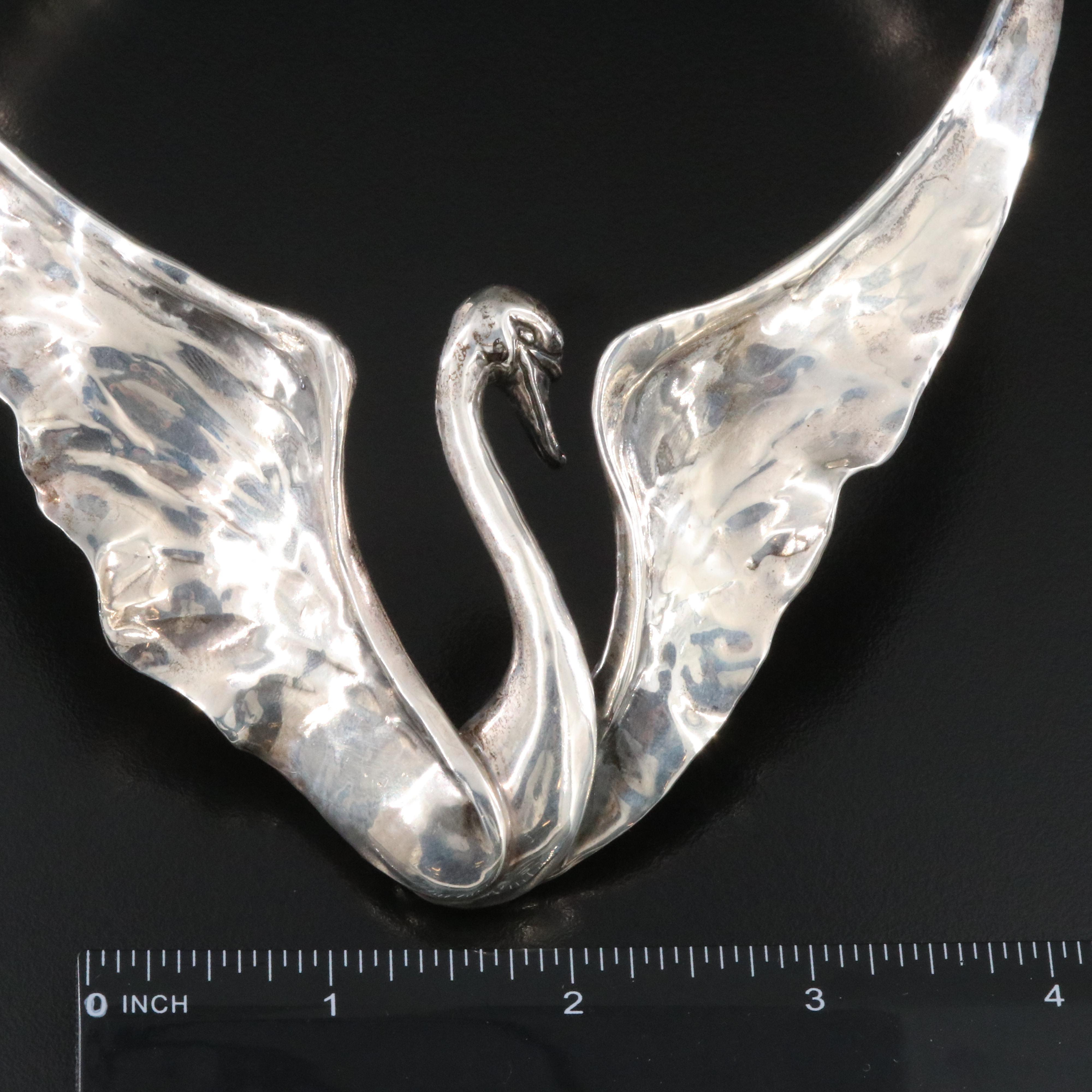 Clifton L Nicholson Hand Wrought Sterling Swan Collar