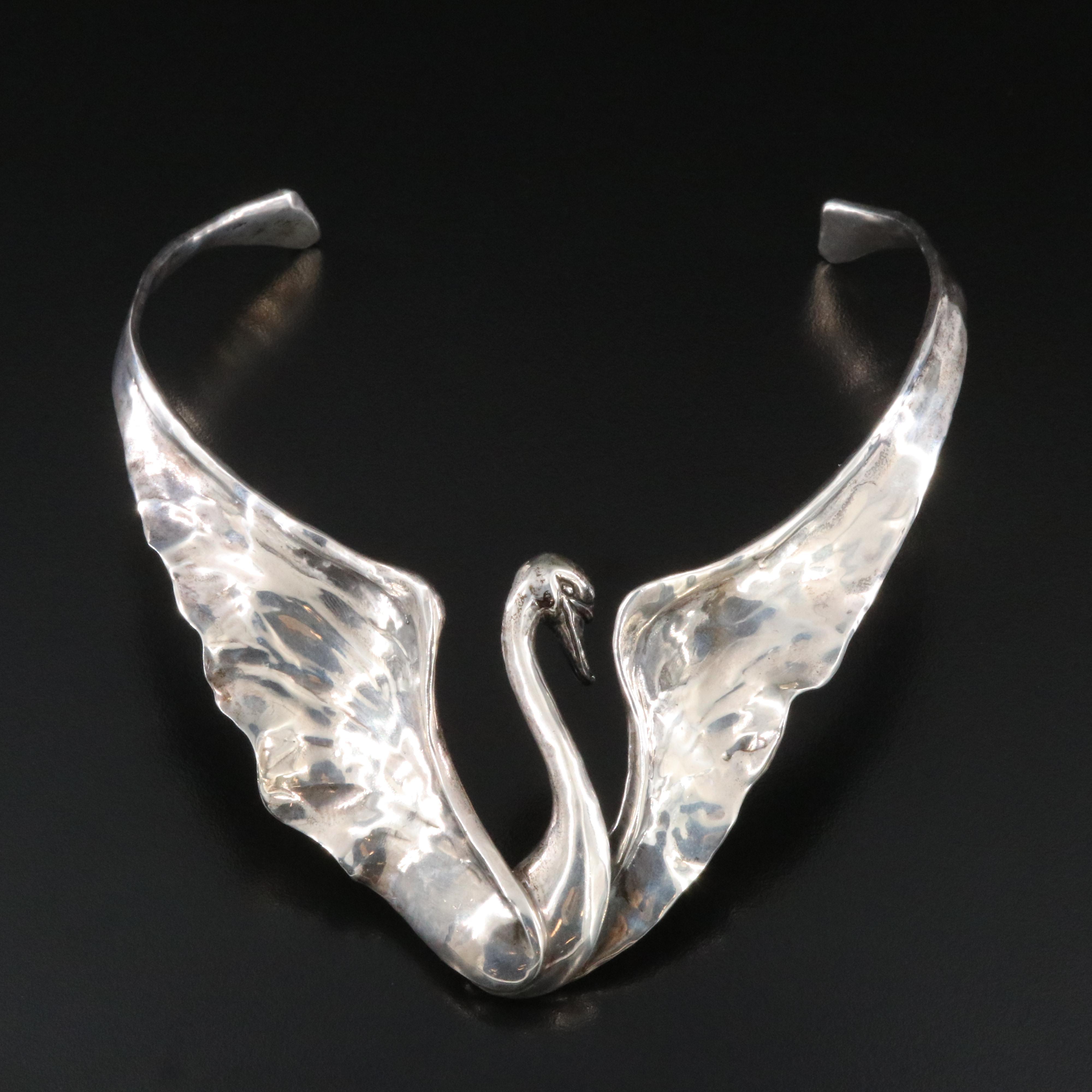 Clifton L Nicholson Hand Wrought Sterling Swan Collar