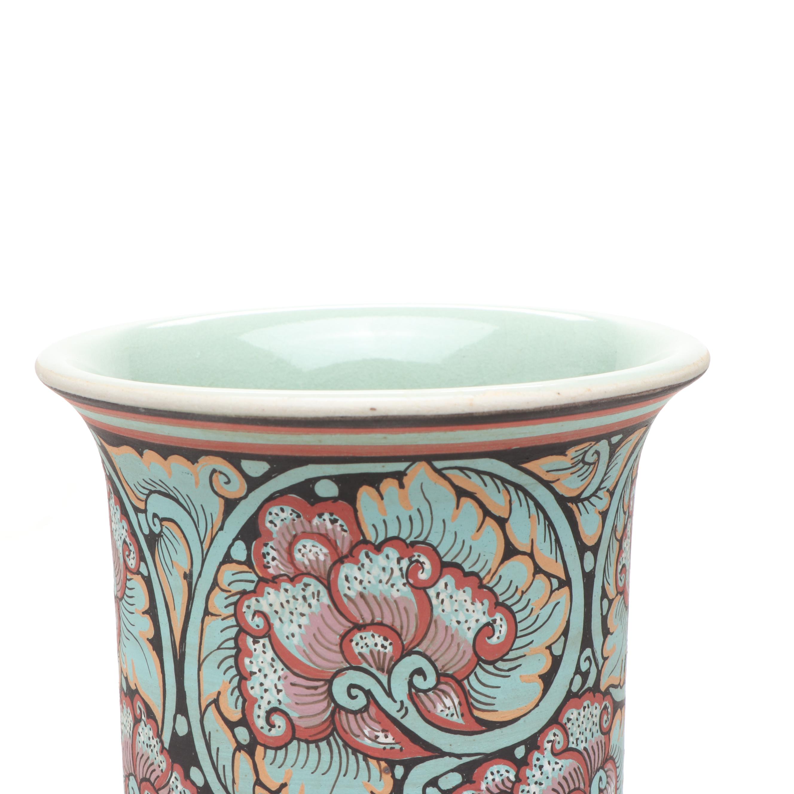 Baan Celadon Thai Foliage Ceramic Vase