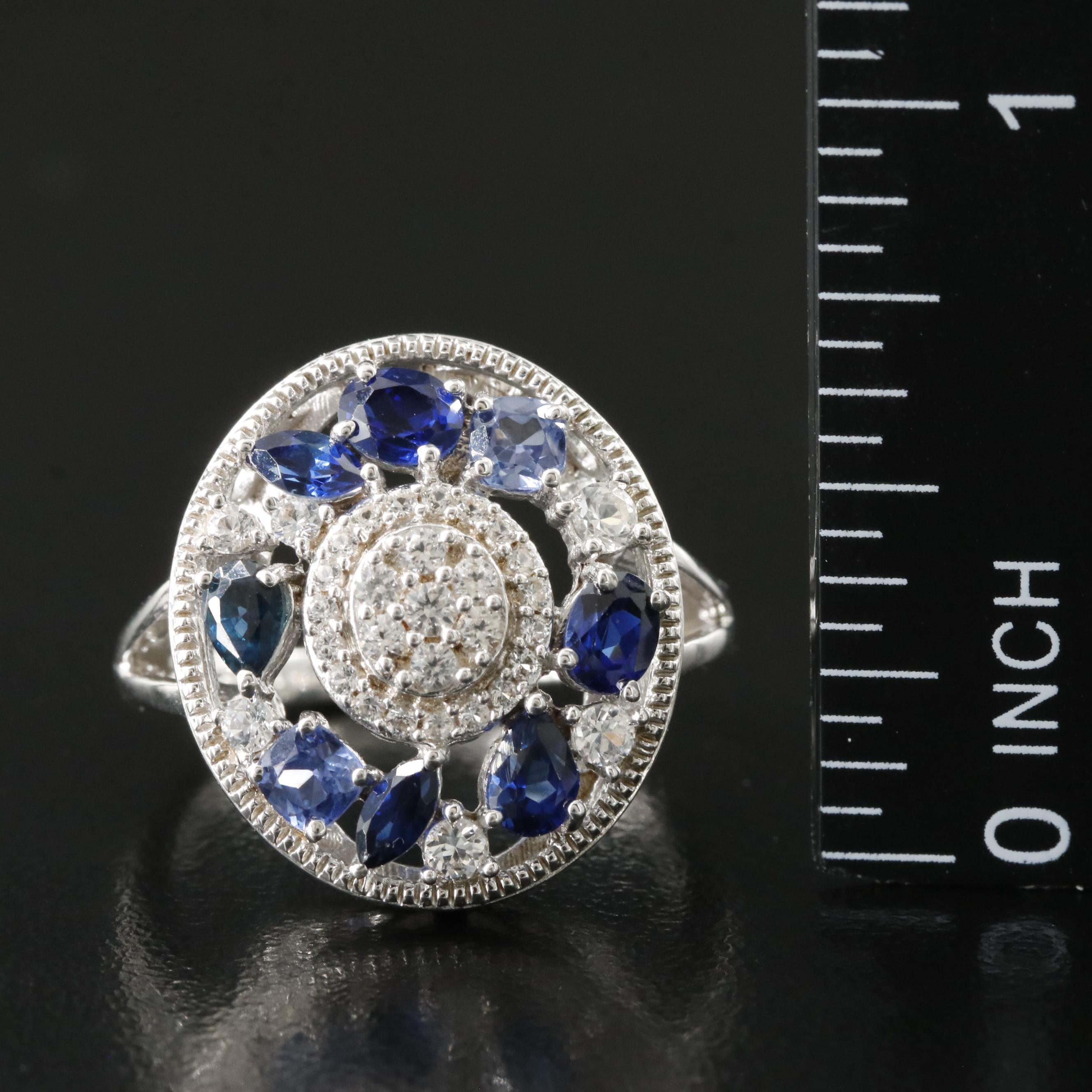Sterling Sapphire and White Sapphire Ring