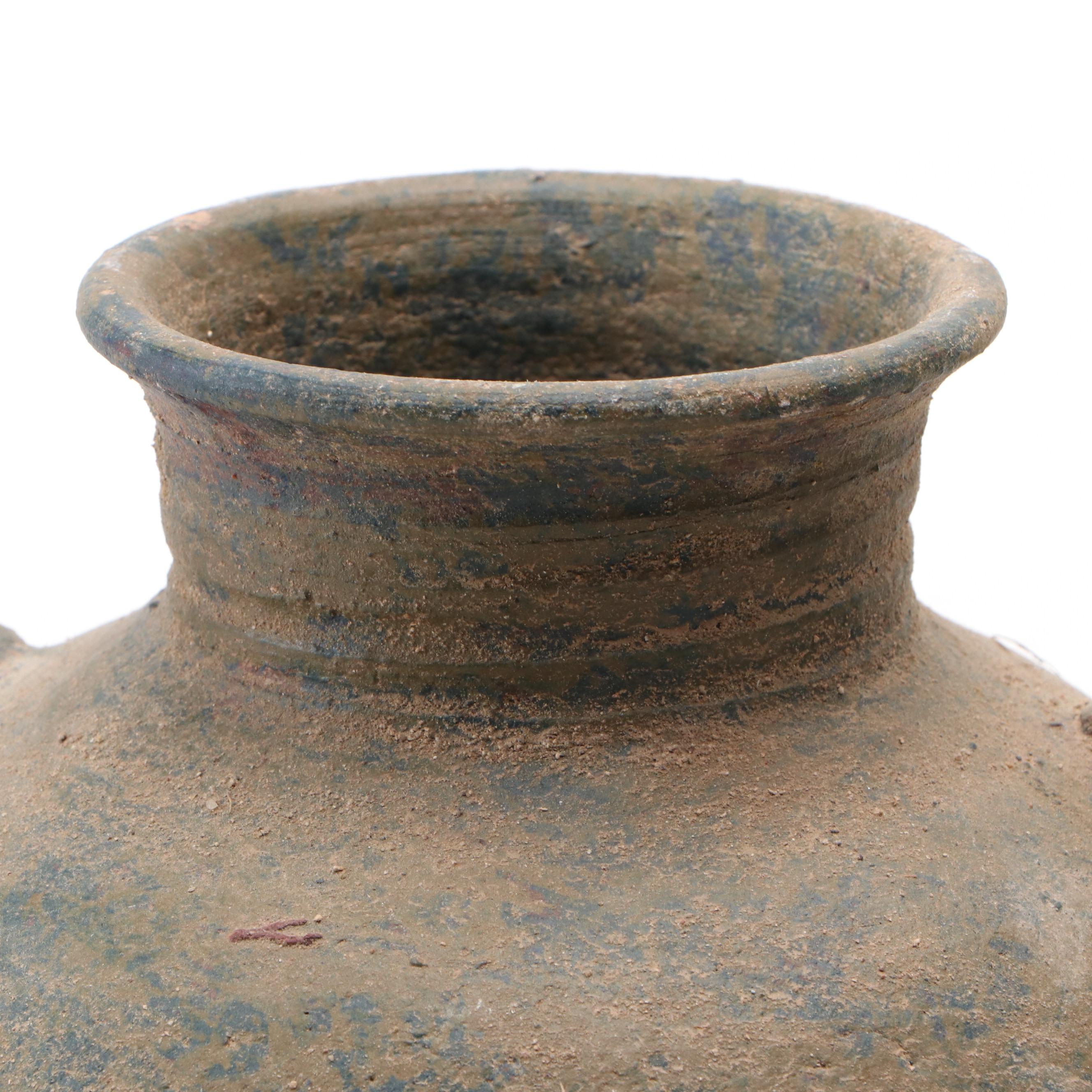 Primitive Style Handled Earthenware Amphora Jugs