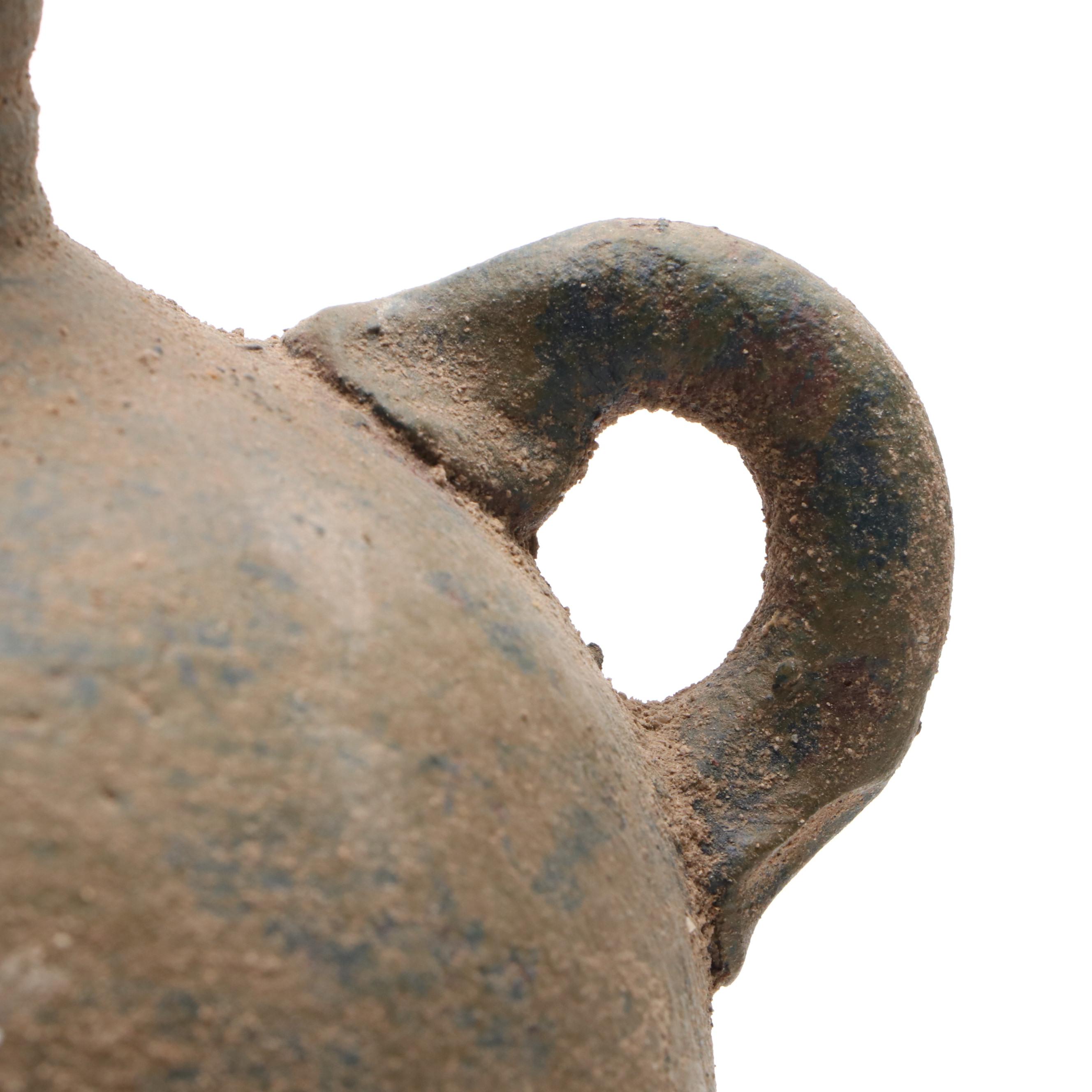 Primitive Style Handled Earthenware Amphora Jugs