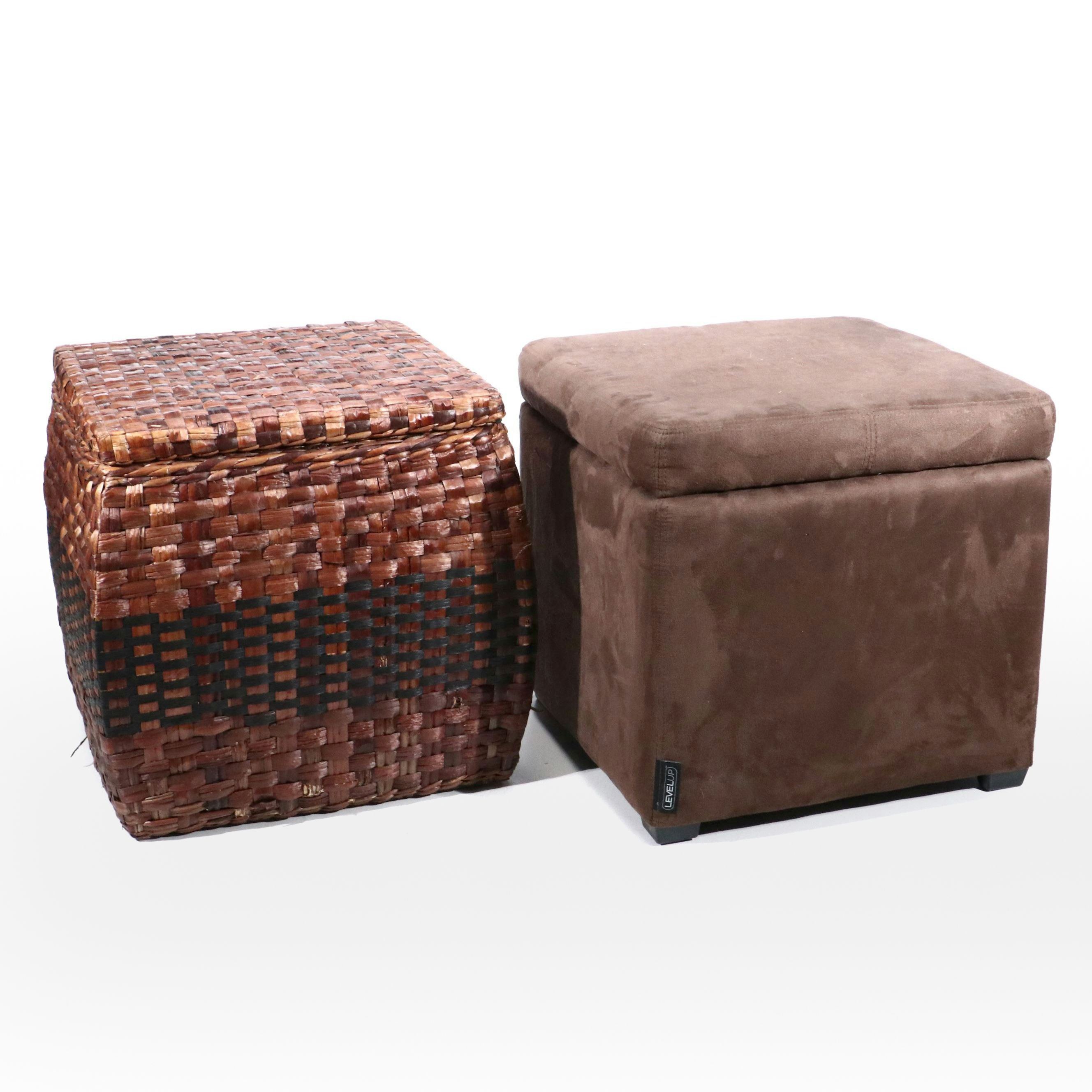 Level Up Faux Suede and Woven Wicker Storage Cubes