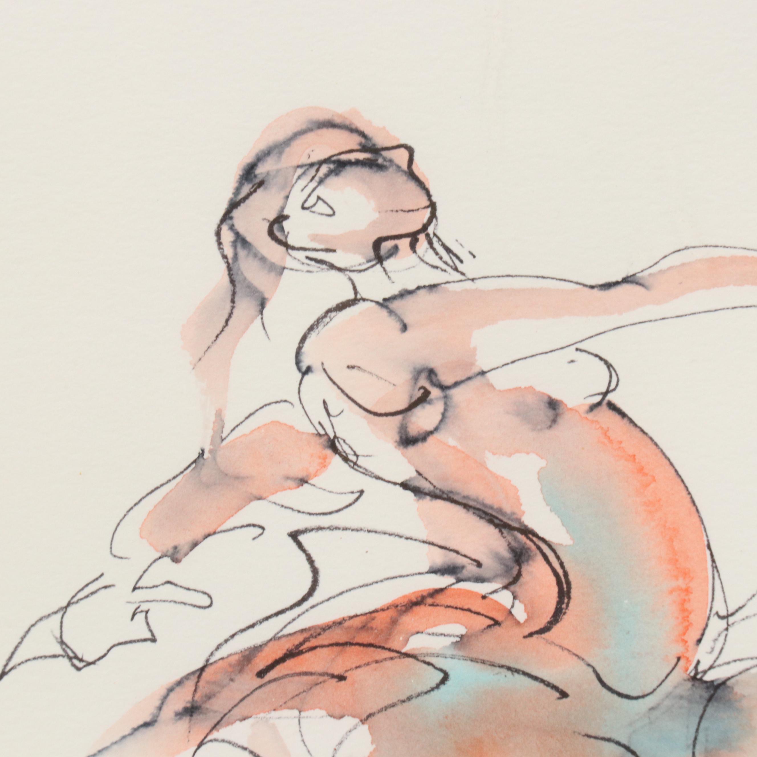 Judith Brown Figural Watercolor Painting of a Dancer, Late 20th Century