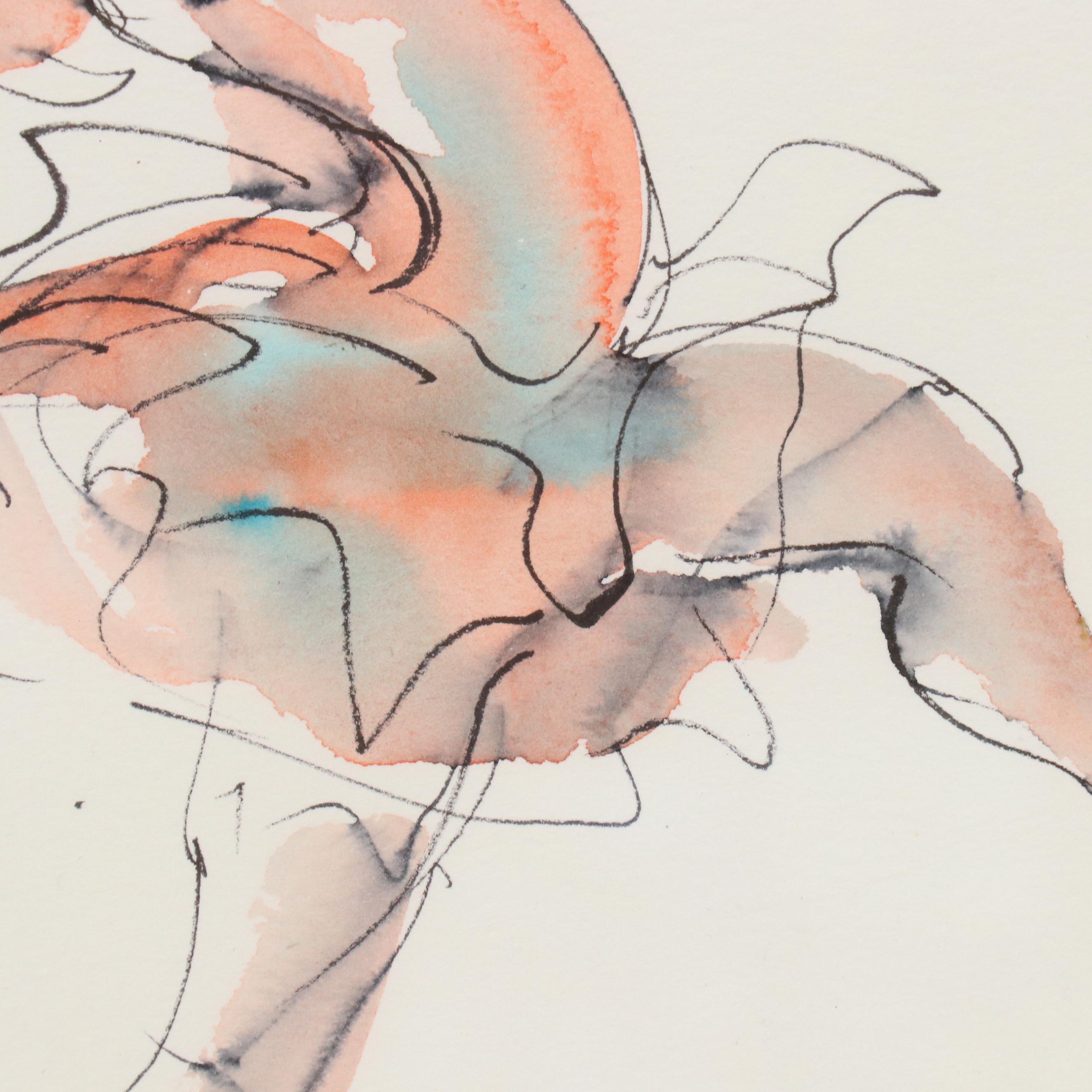 Judith Brown Figural Watercolor Painting of a Dancer, Late 20th Century