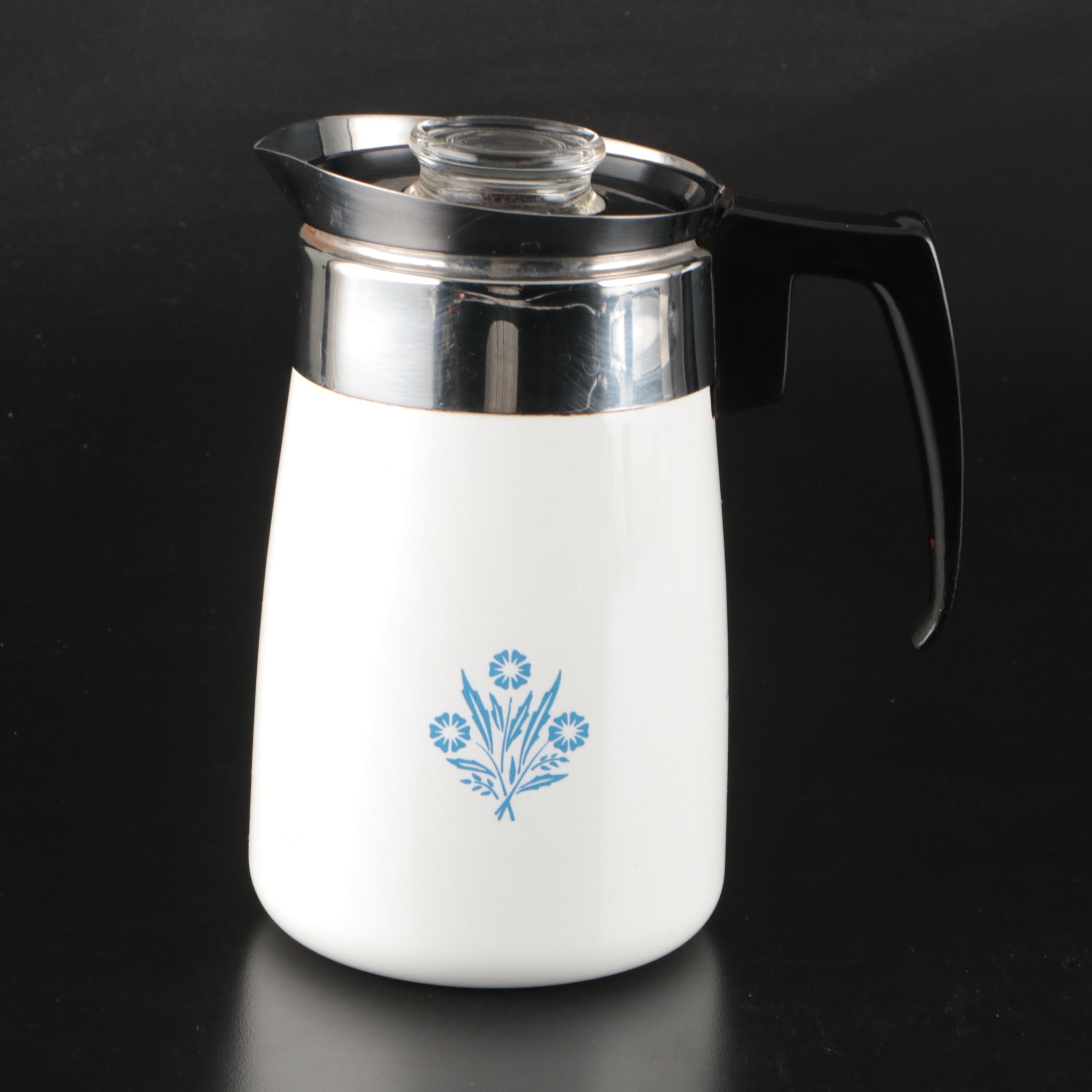Corning Ware "Cornflower" Stove Top Percolator and Cookware