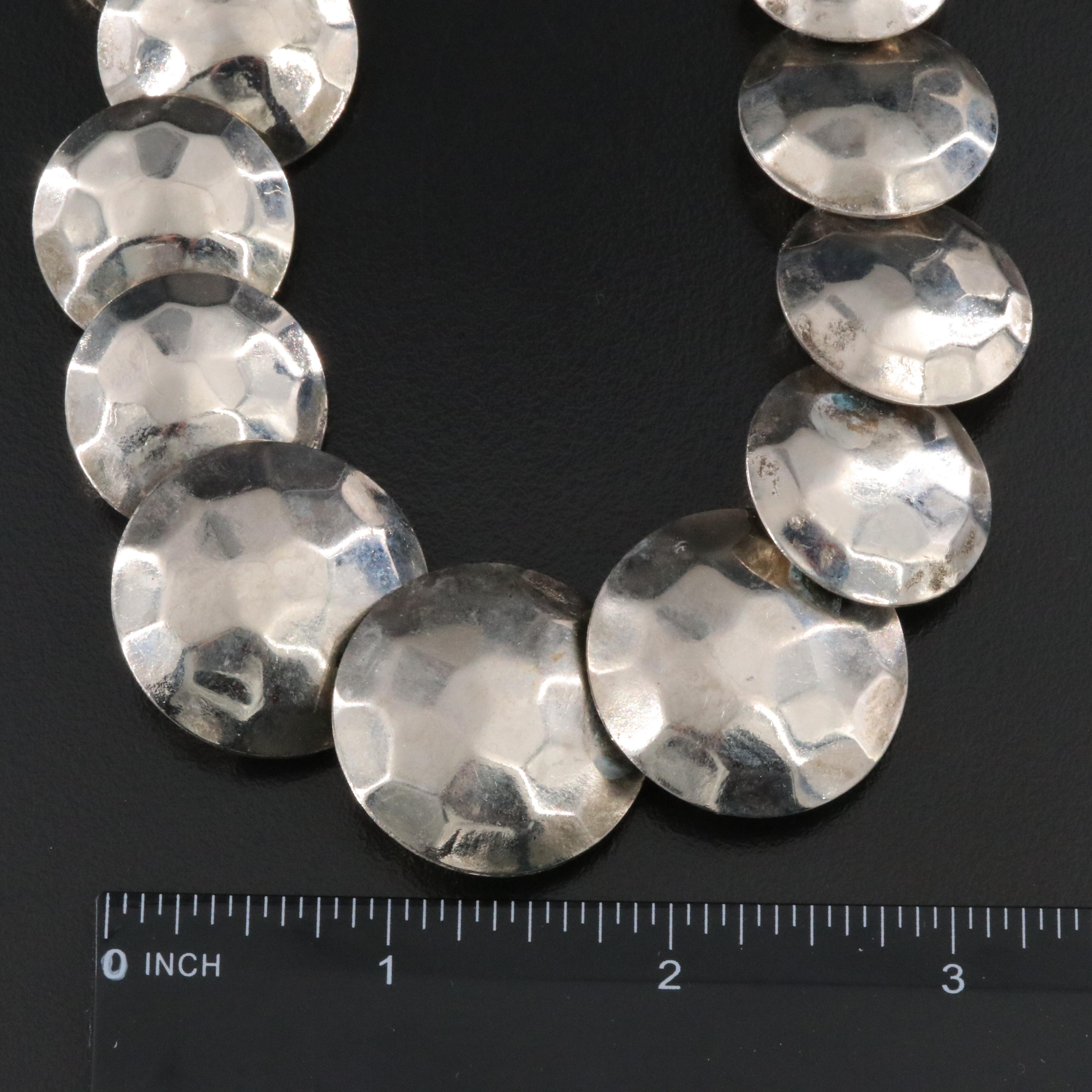 Graduated Hammered Disk Necklace