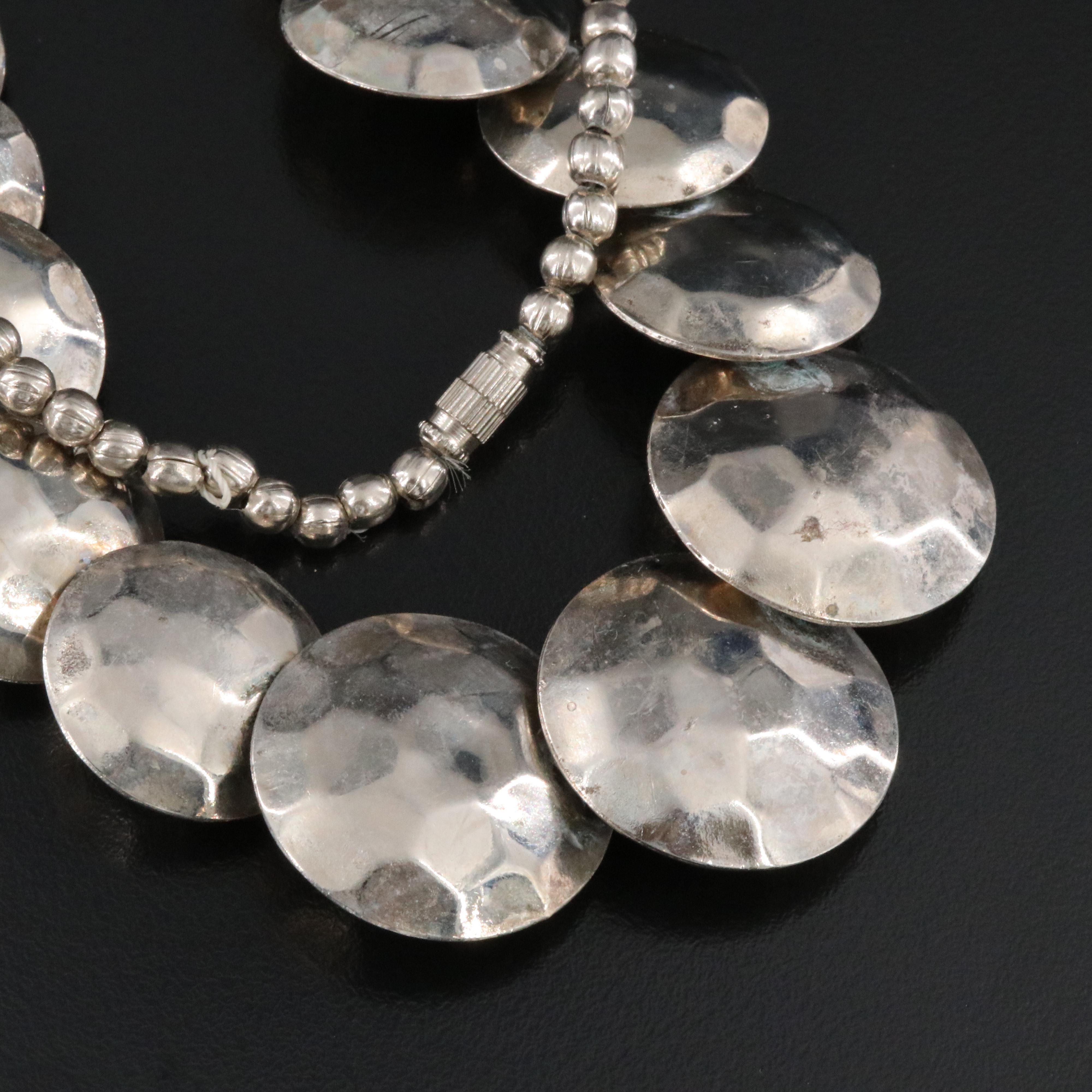 Graduated Hammered Disk Necklace