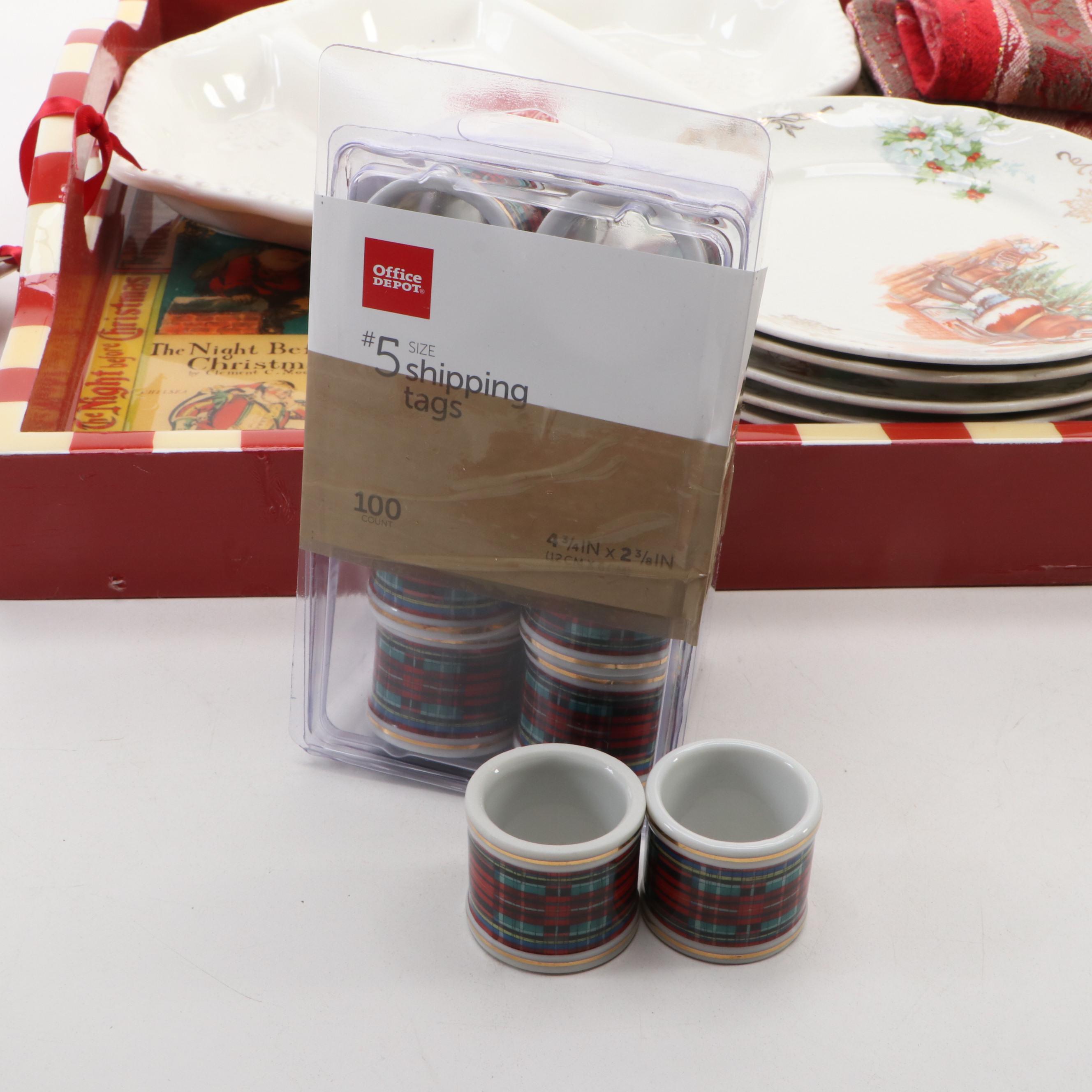 Vintage Homer Laughlin Christmas Plates with Other Holiday Table Decor