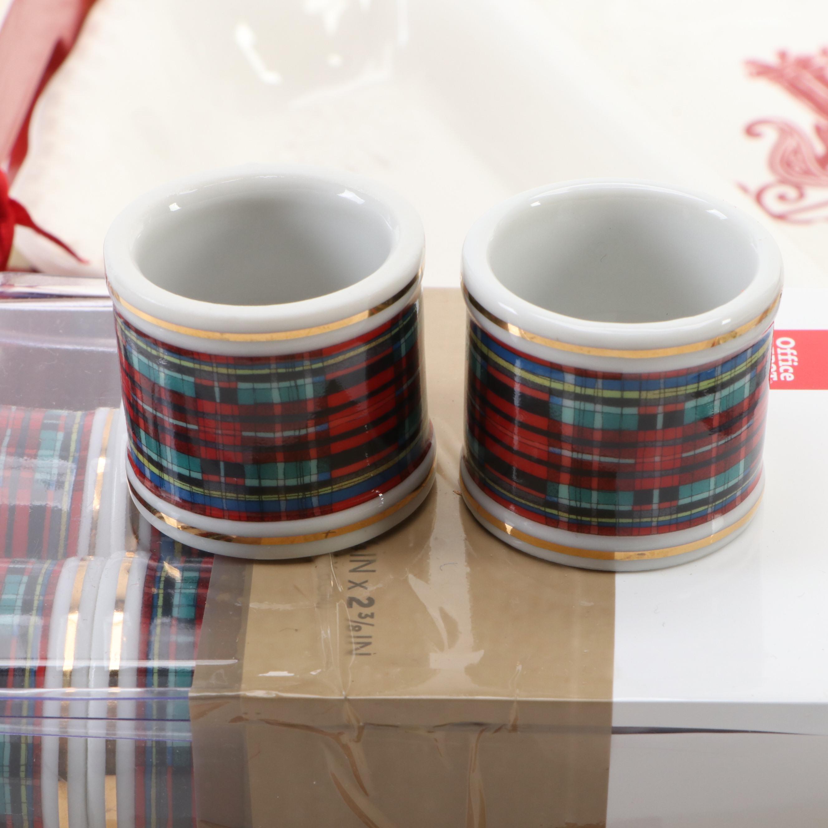 Vintage Homer Laughlin Christmas Plates with Other Holiday Table Decor