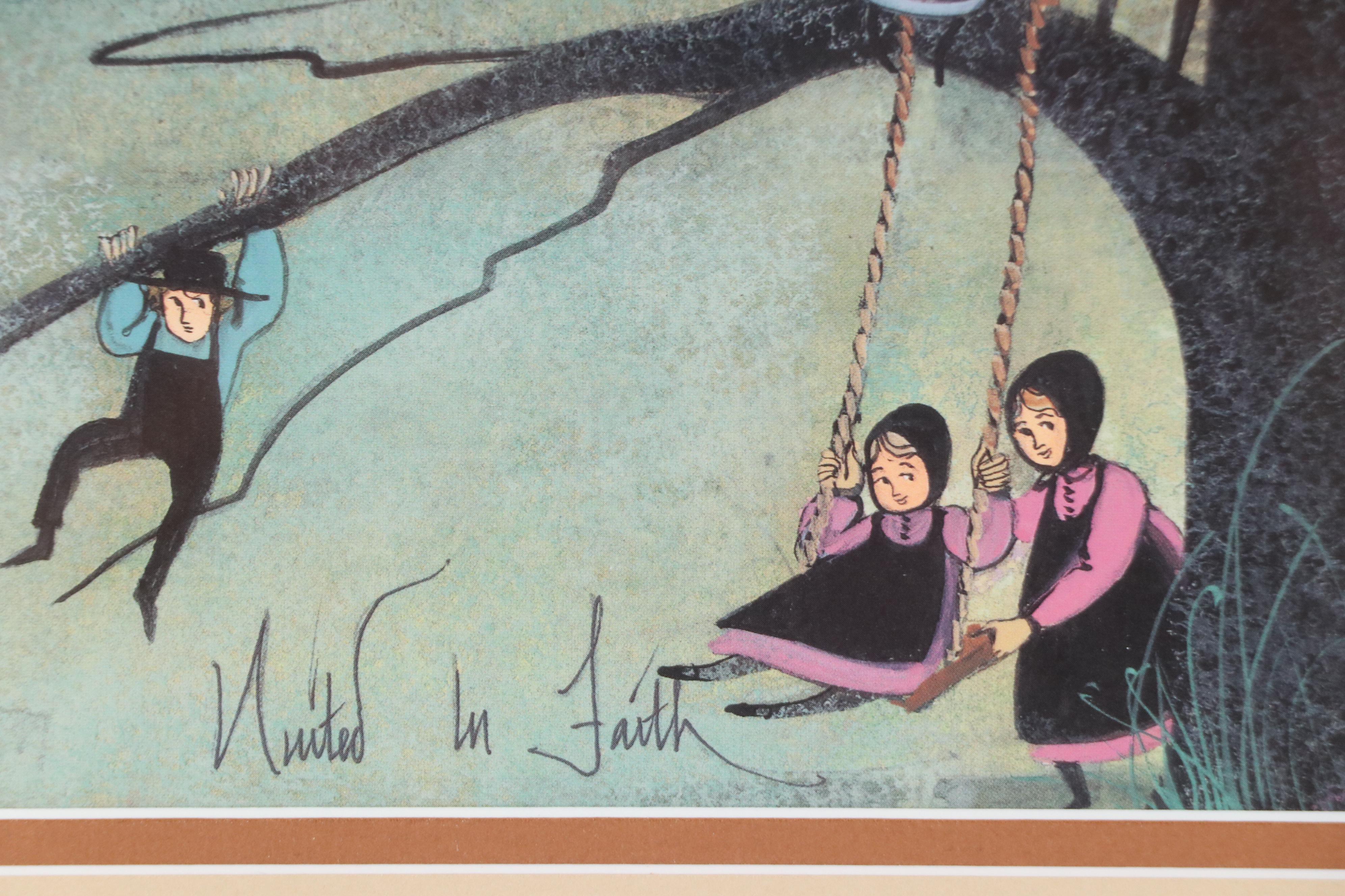 Offset Lithograph After P. Buckley Moss "United in Faith," 2000