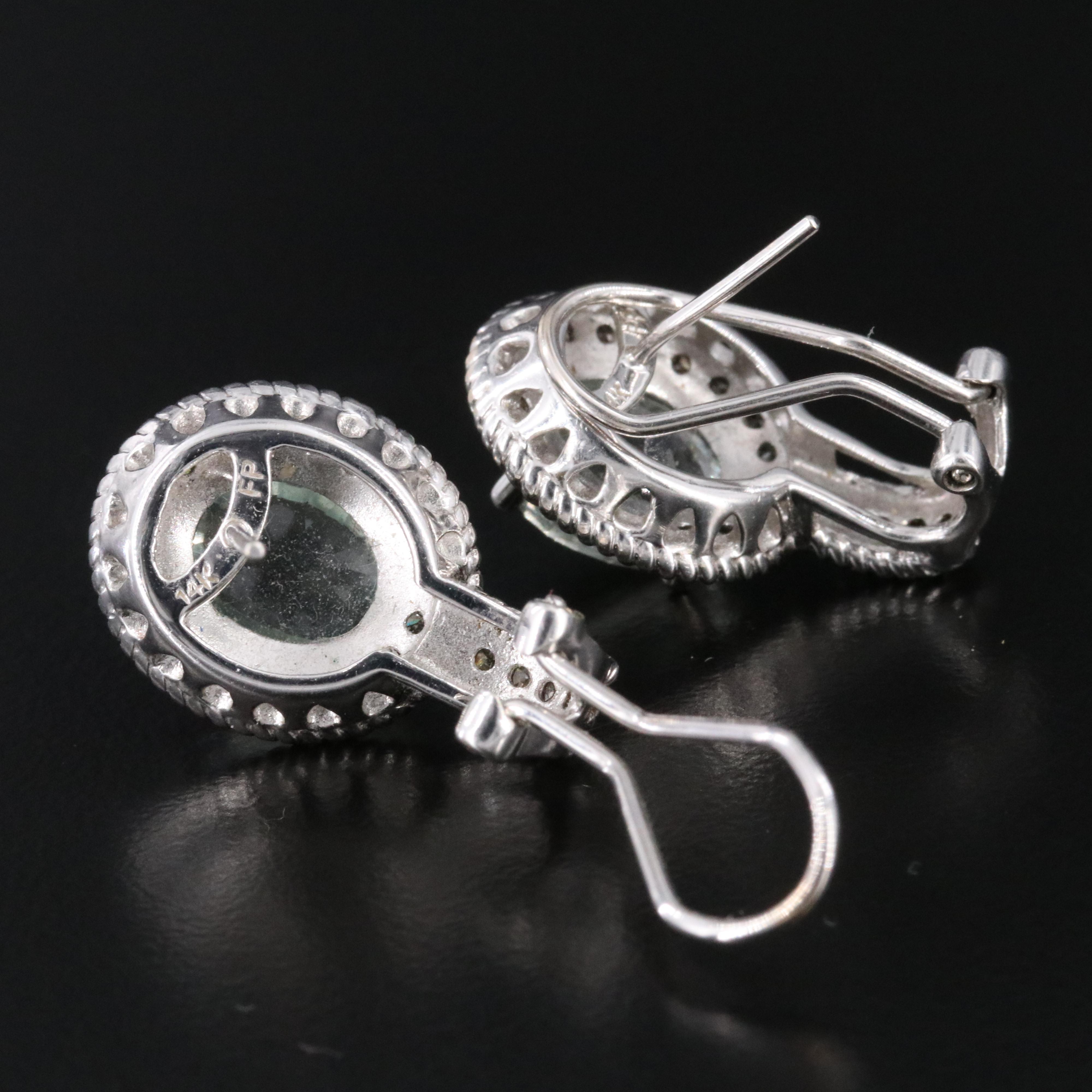 14K Prasiolite and Fancy Brown Diamond Earrings