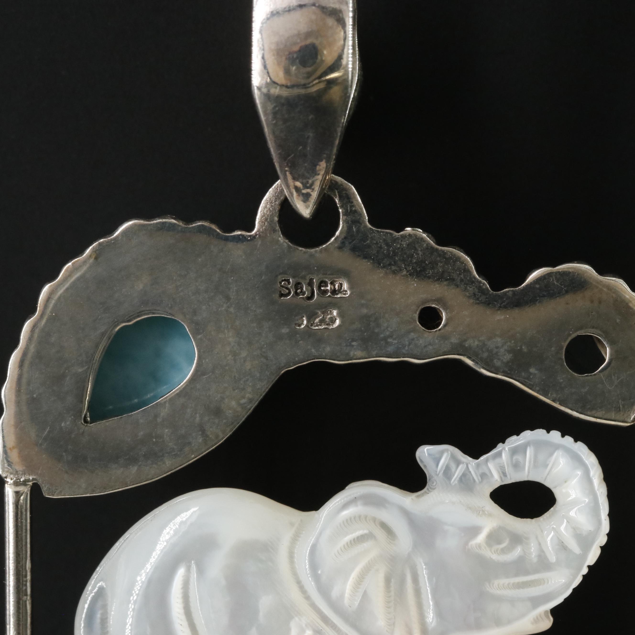 Sajen Sterling and Gemstone Elephant Pendant