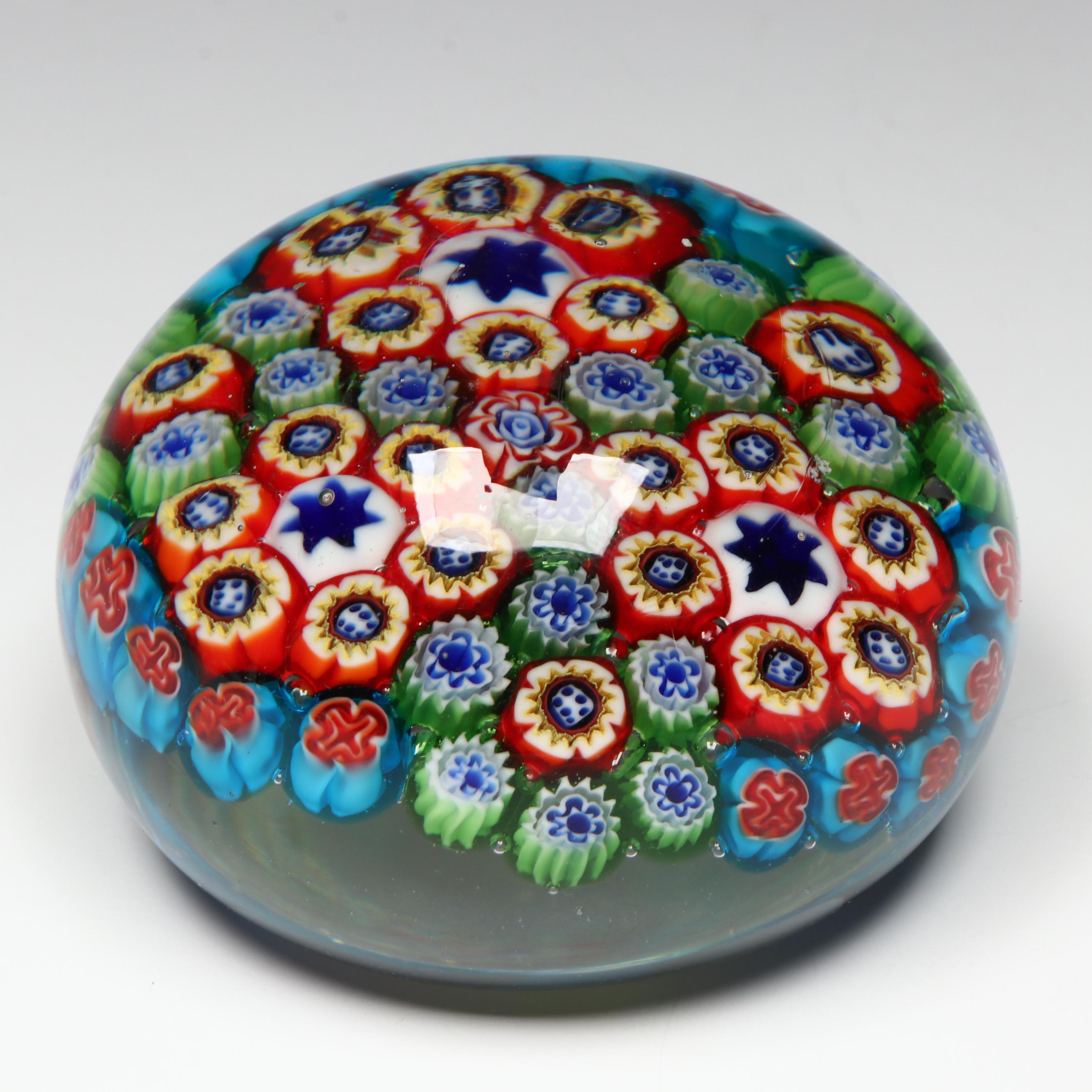 Millefiori Art Glass Paperweight