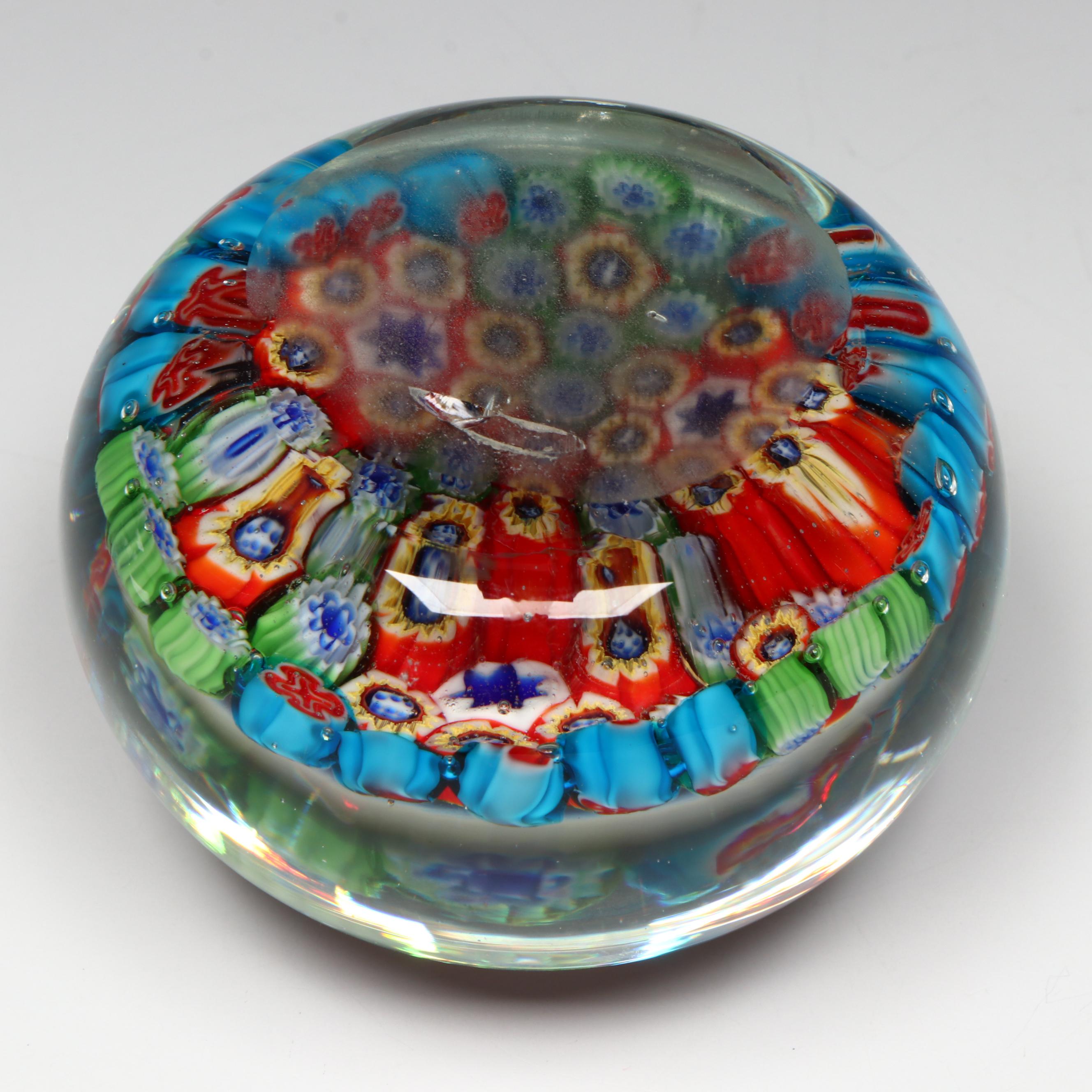 Millefiori Art Glass Paperweight