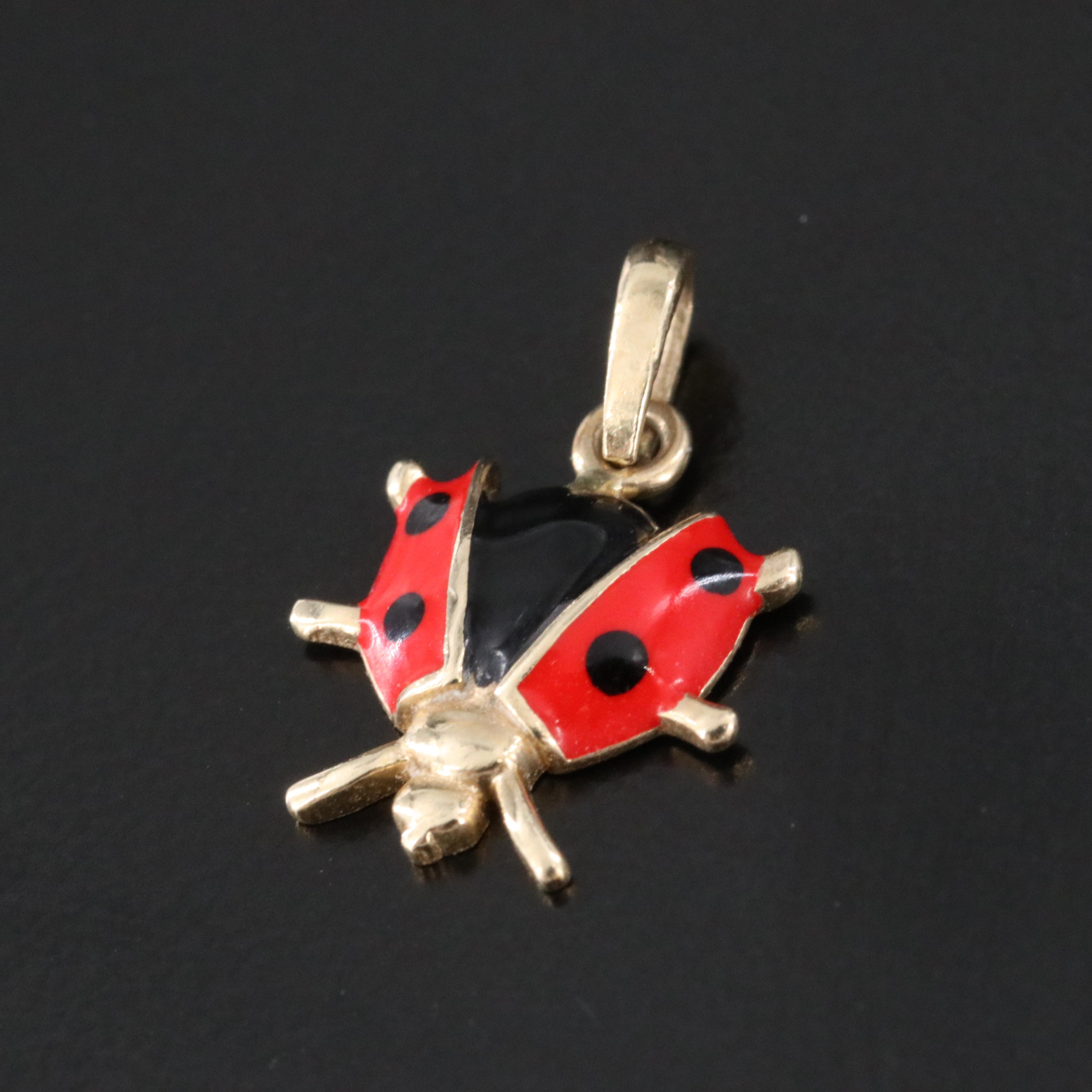 10K Enamel Ladybug Charm