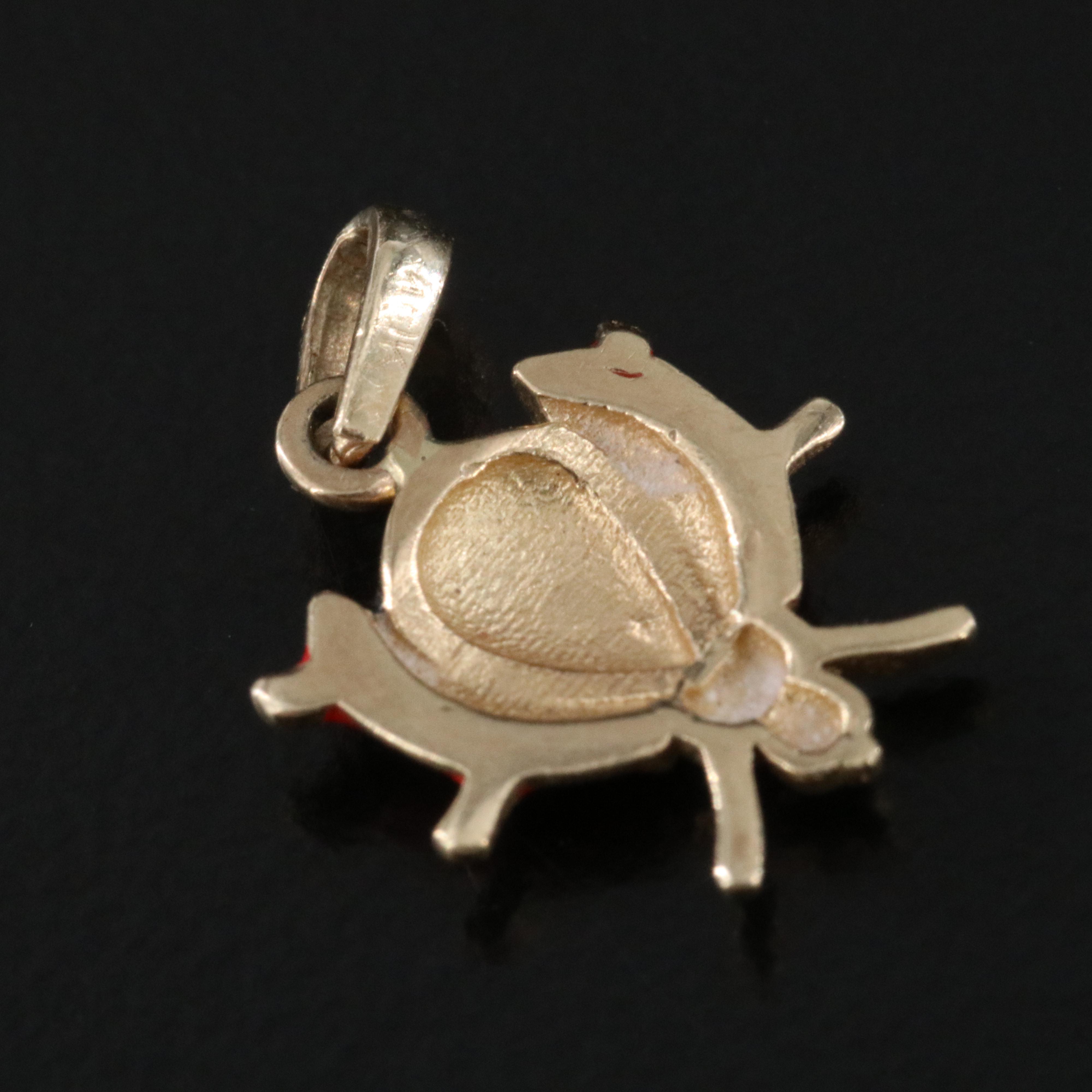 10K Enamel Ladybug Charm