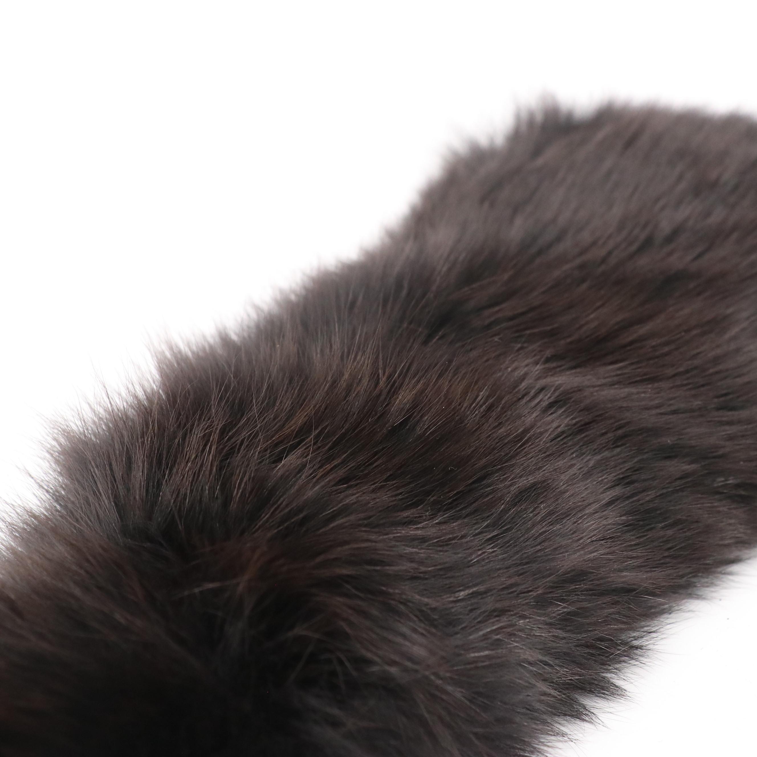 Chinchilla Fur Scarf, Black Fox Fur Collar and Curly Lamb Fur Cap