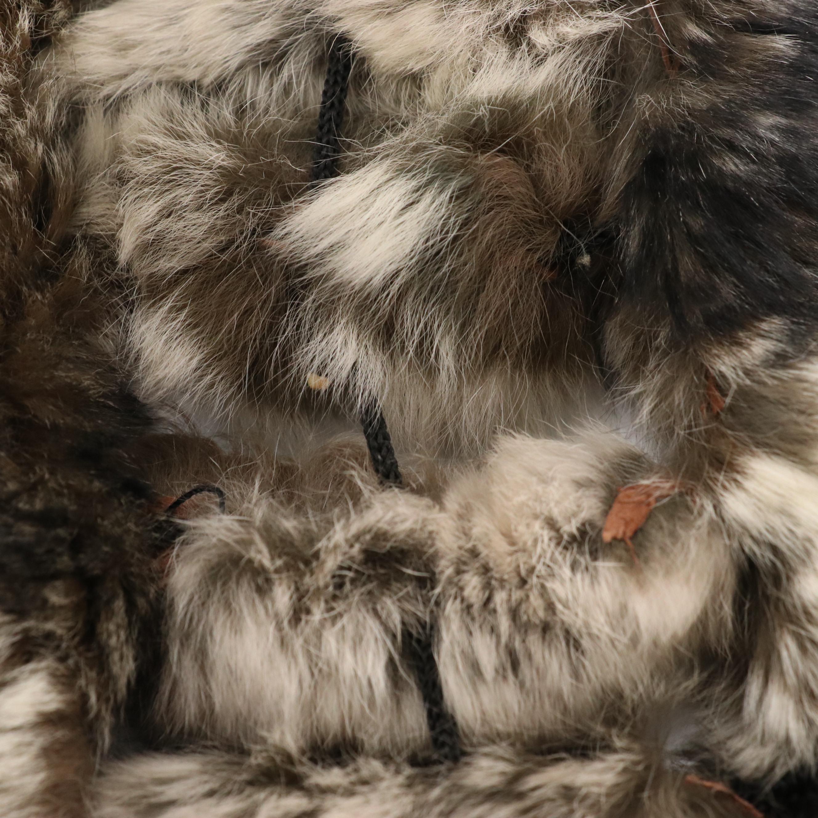 Chinchilla Fur Scarf, Black Fox Fur Collar and Curly Lamb Fur Cap