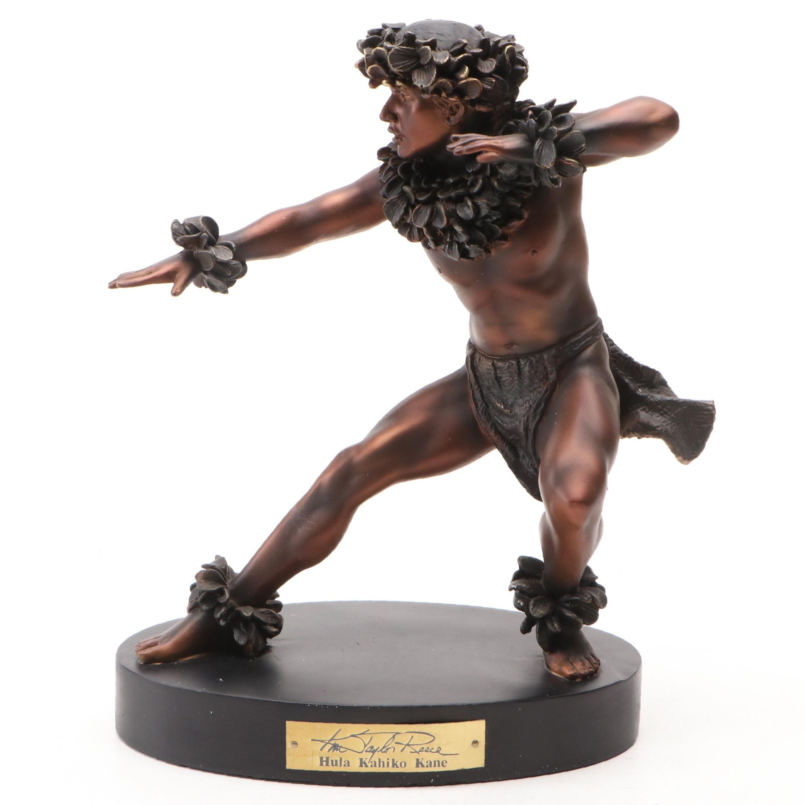 Kim Taylor Reece for JRS "Hula Kahiko Kane" Bronzed Resin Figurine