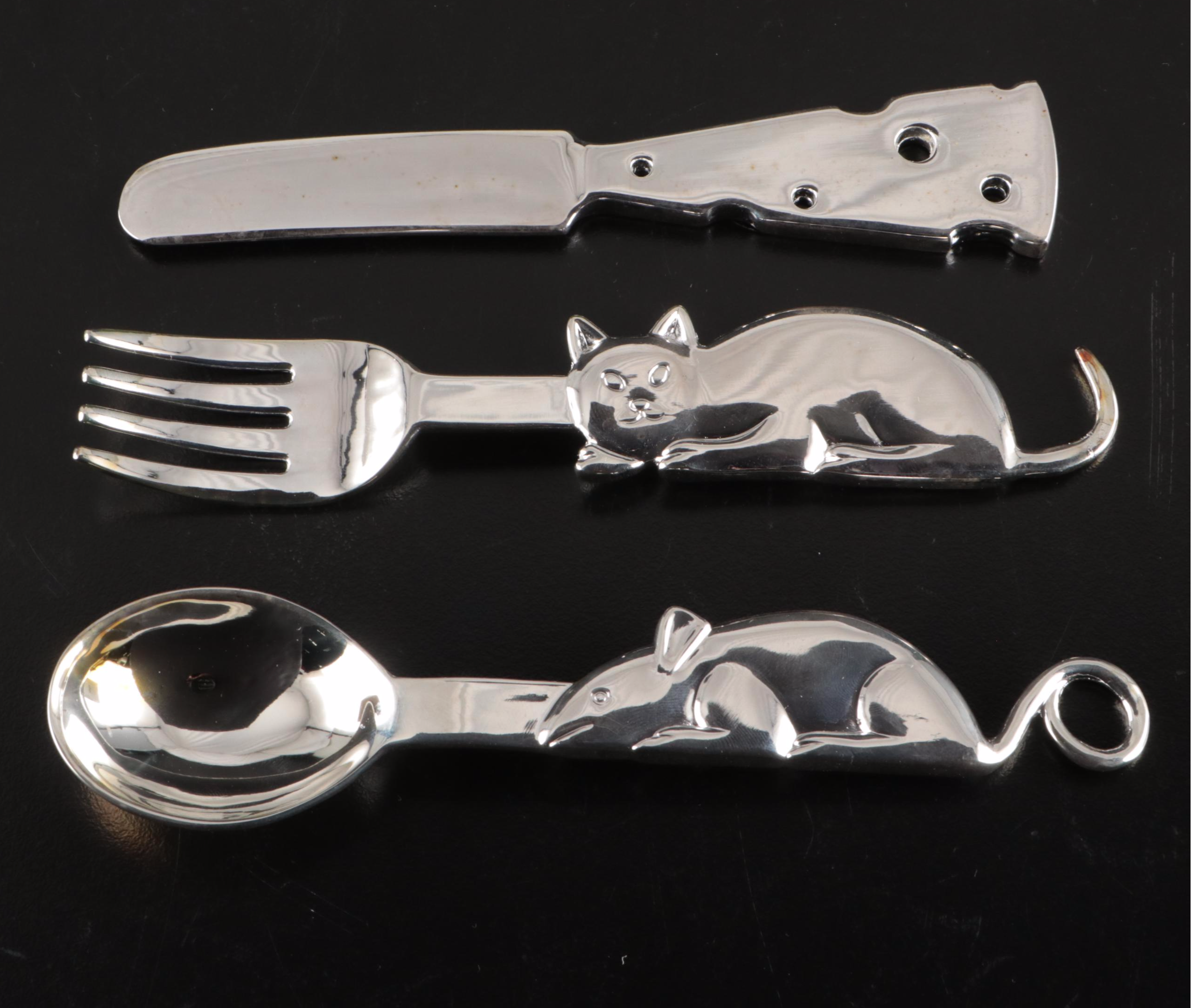 Godinger Figural and Floral Handle Silver Plate Flatware