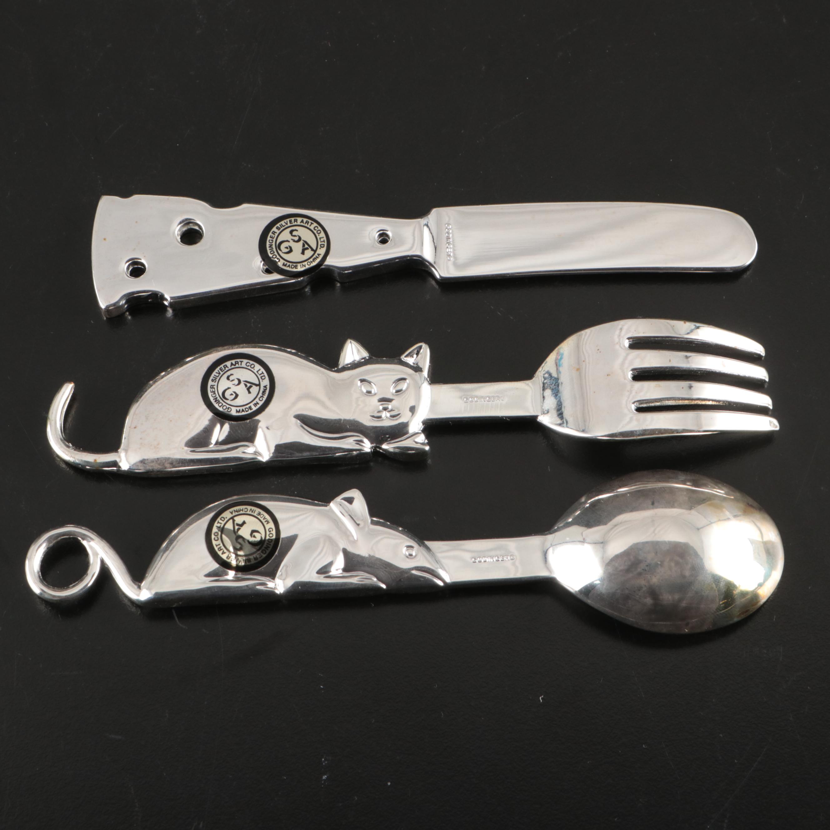 Godinger Figural and Floral Handle Silver Plate Flatware