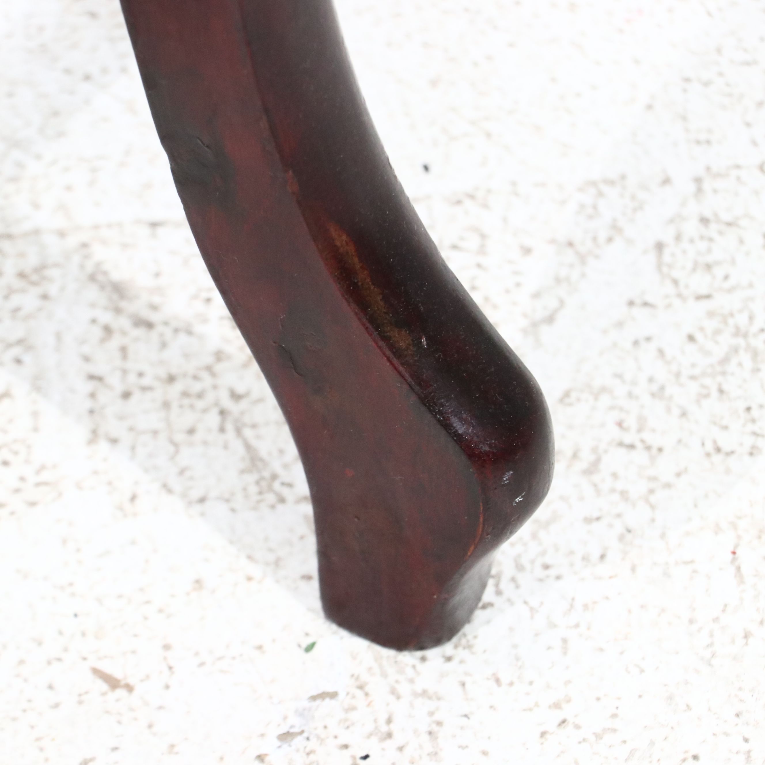 Carved Wood and Inlaid Marble End Table