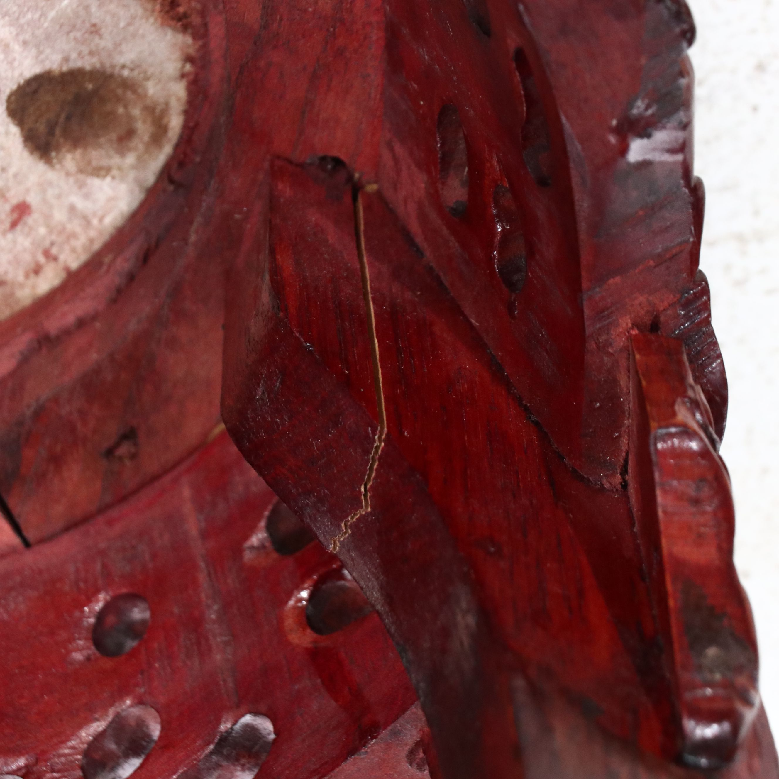 Carved Wood and Inlaid Marble End Table