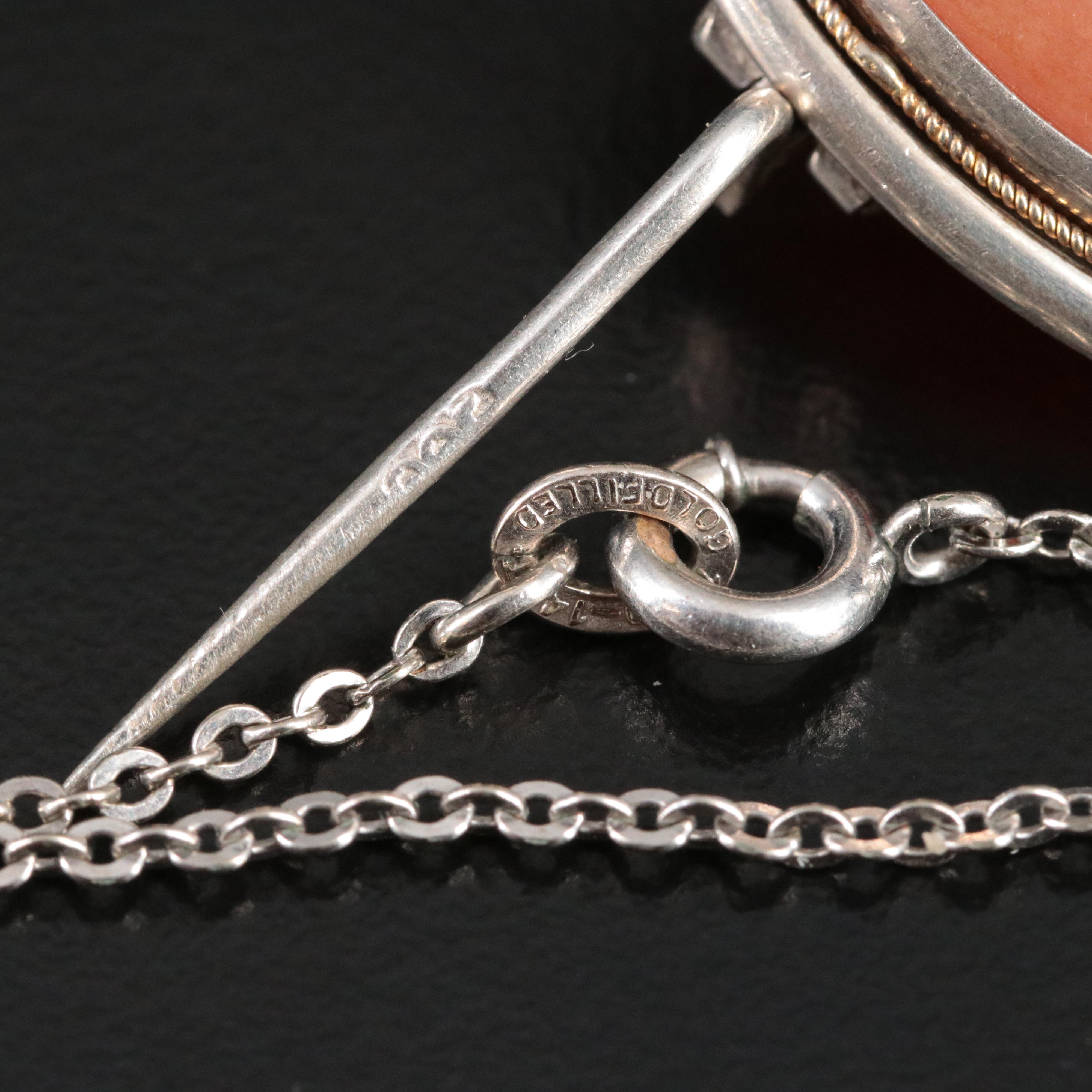 800 Silver Cameo Pendant and Converter Brooches in 900 and Sterling Silver