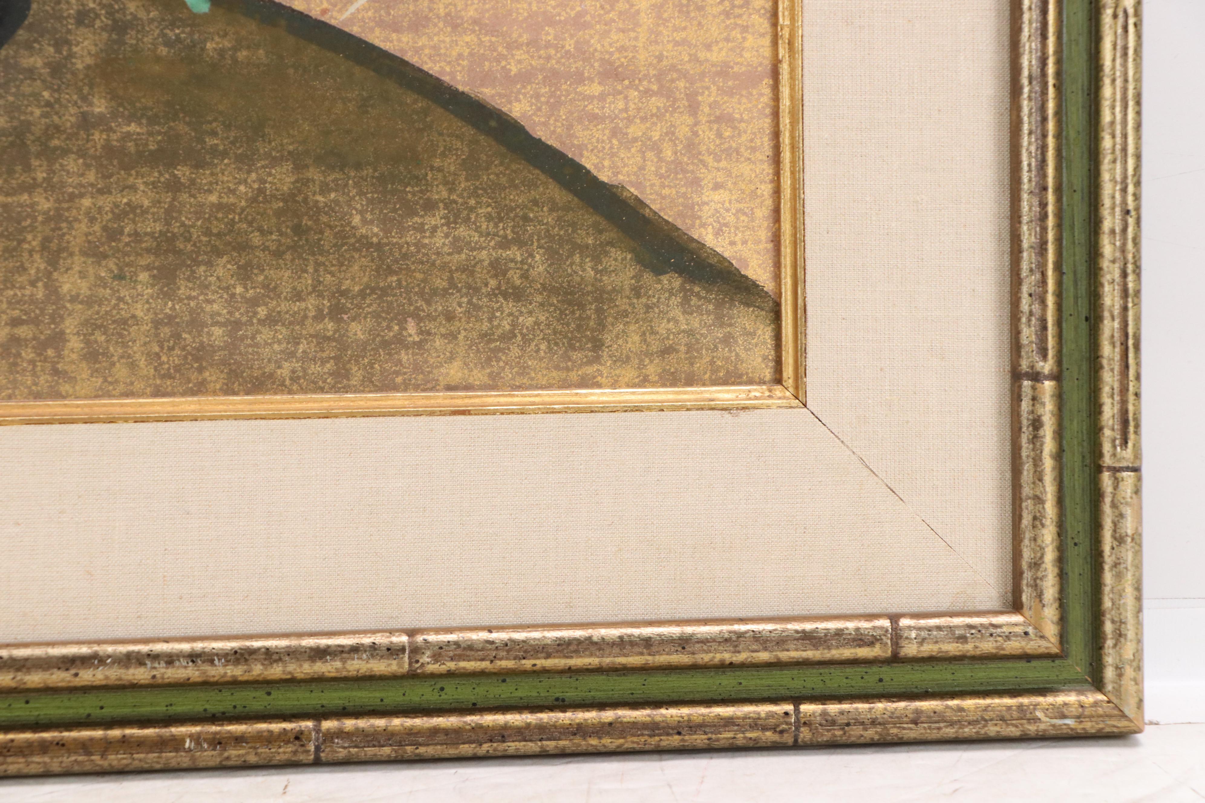 East Asian School Gouache Painting with Plum Blossoms and Pheasants