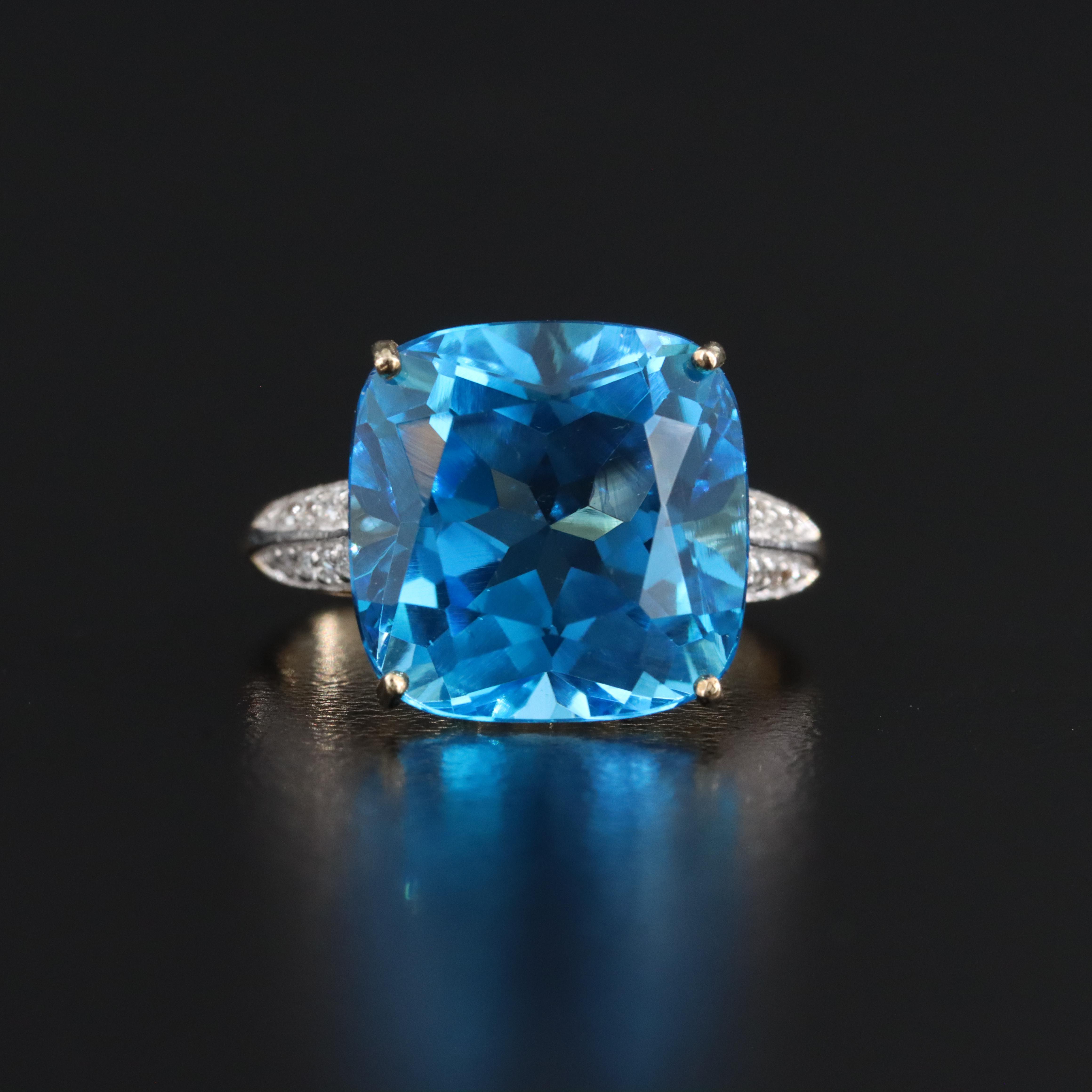 10K Topaz and White Zircon Ring